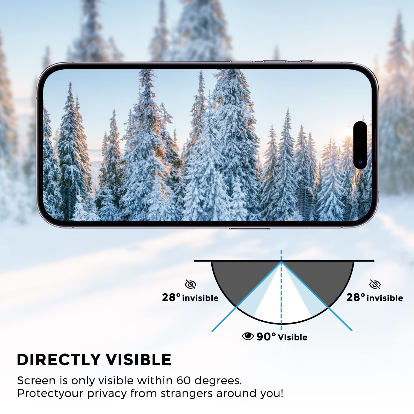 JIEYKJO Privacy Screen Protector Anti-Spy Anti-Blue Light Anti-Glare for iPhone 14 Pro Max / 15 Plus Dazzling Red
