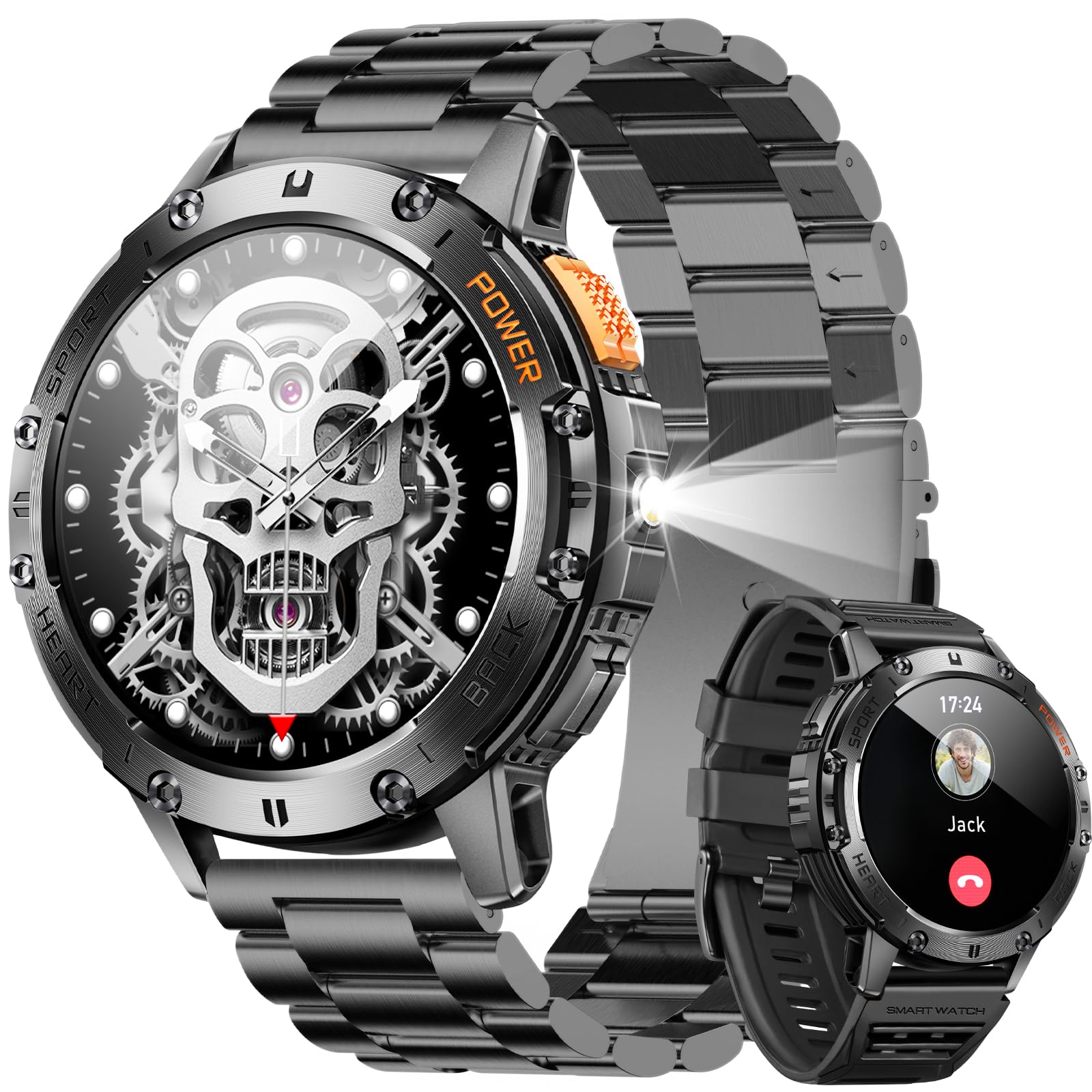 Military Smart Watch For Men (Answer/Make Calls), Rugged Smartwatch With Flashlight/40 Days Battery/Heart Rate/Spo2/Sleep Monito
