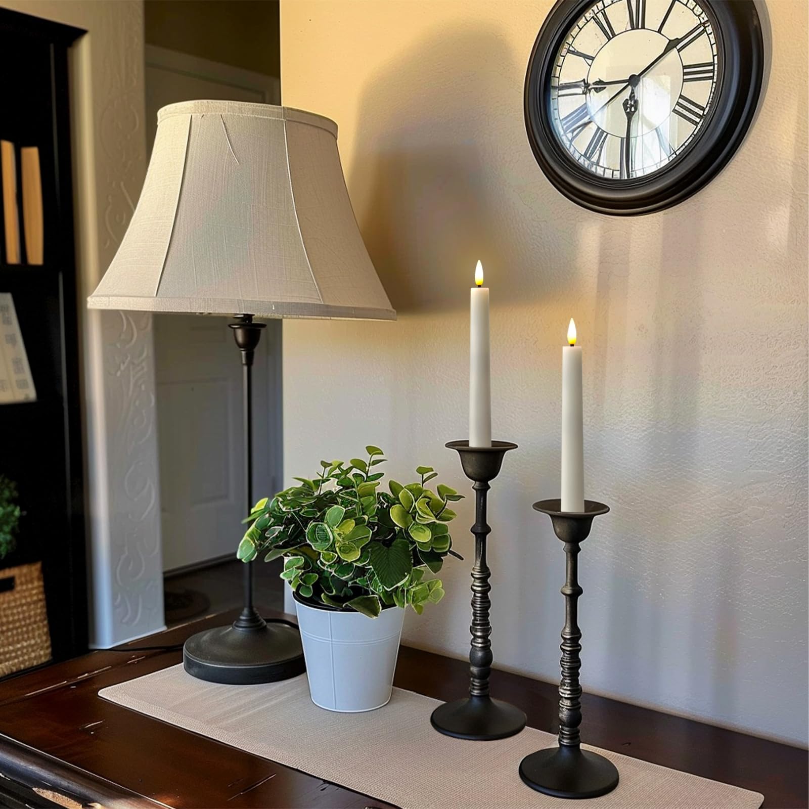 Homemory 6.7 Inches Flameless Taper Candles With Remote Timer Dimmer, Led Flameless Candlesticks Short Taper Candles, Flickering