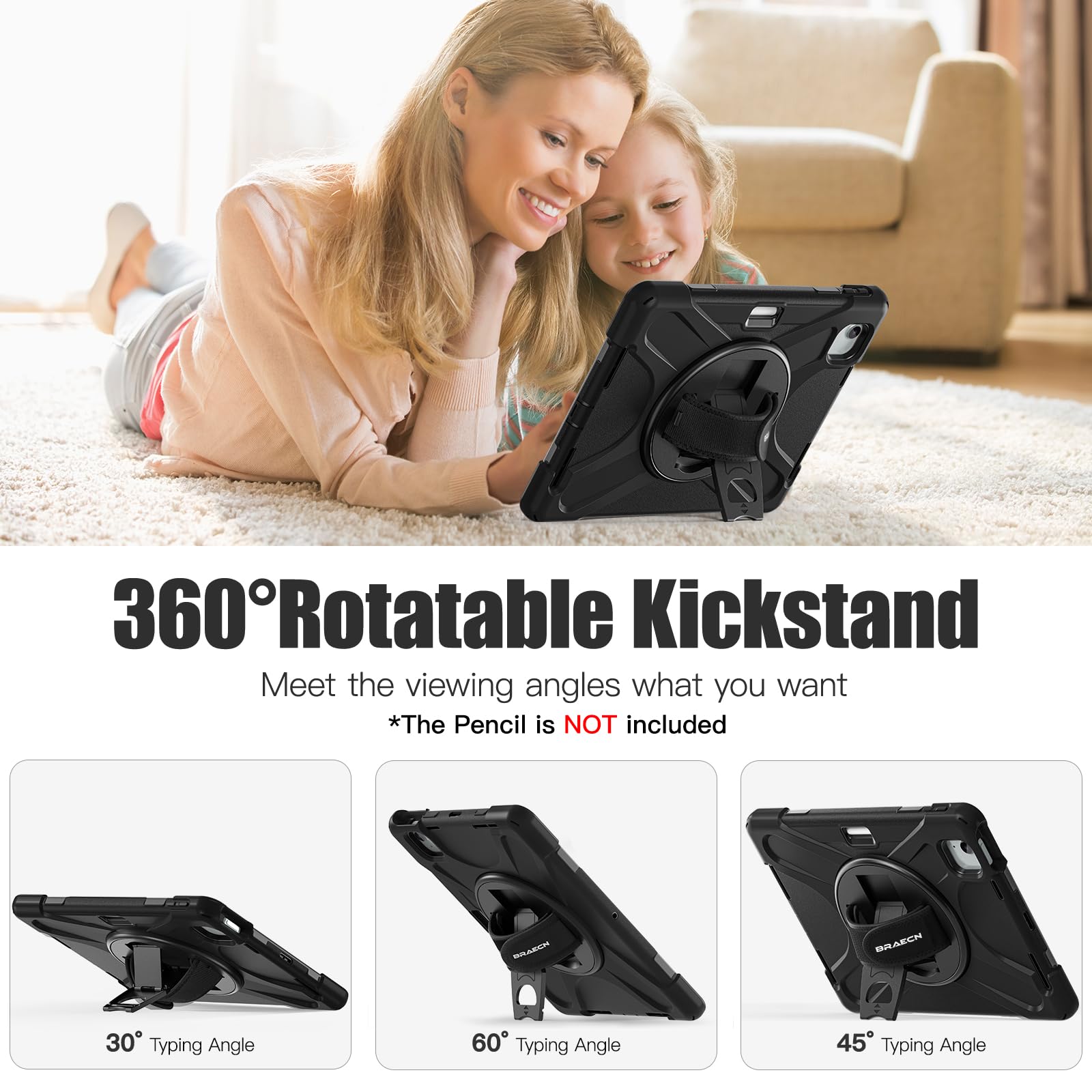 Braecnstock Case For Apple Ipad Air 11 Inch (M3/M2)/ Air 5Th/4Th Gen 10.9 / Pro 11 Inch 4Th/3Rd/2Nd/1St Gen, Shockproof Protecti