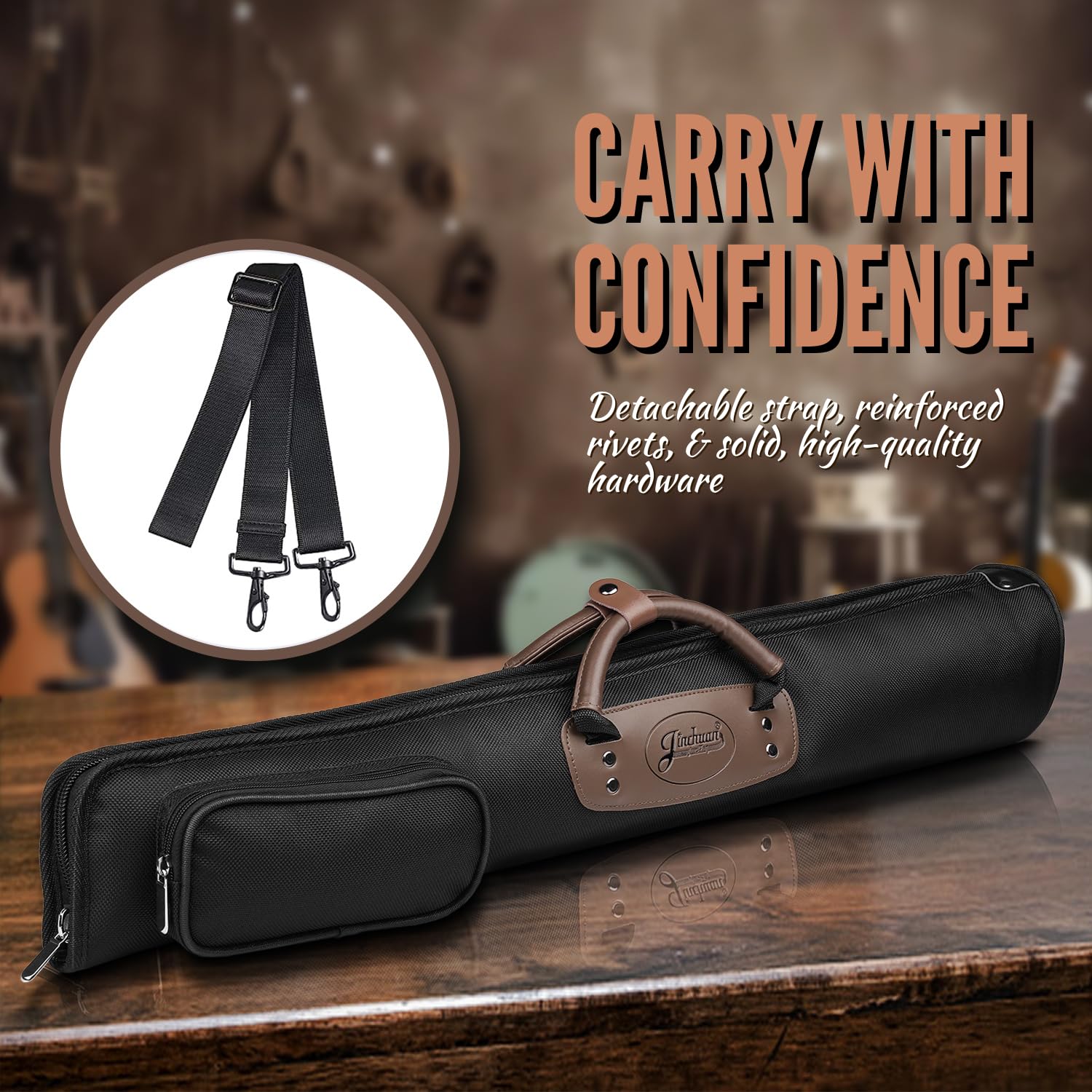 Flexzion Soprano Saxophone Case, Sax Gig Bag Backpack W/Strap, Pouch, Leather Handle, Music Instrument Storage, Lightweight, Wat