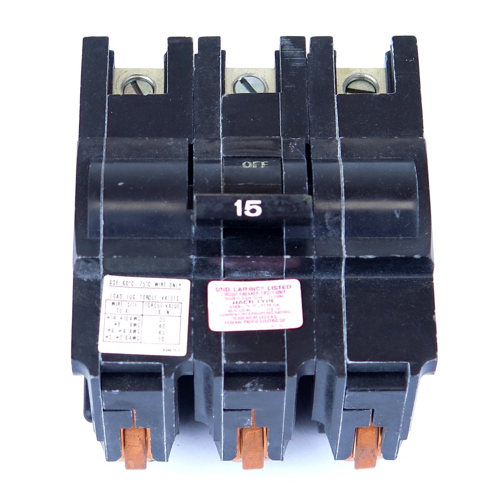 Federal Pacificna Na3P15 Fpe Stab In Circuit Breaker 3 Pole, 15 Amp, 240V