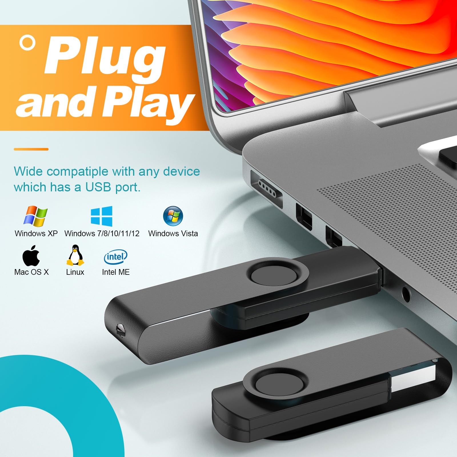 16Gb Usb Flash Drive 10 Pack Thumb Drive Kepmem Usb 2.0 Flash Drive Bulk Metal Usb Memory Stick Swivel Pendrive Keychian Design