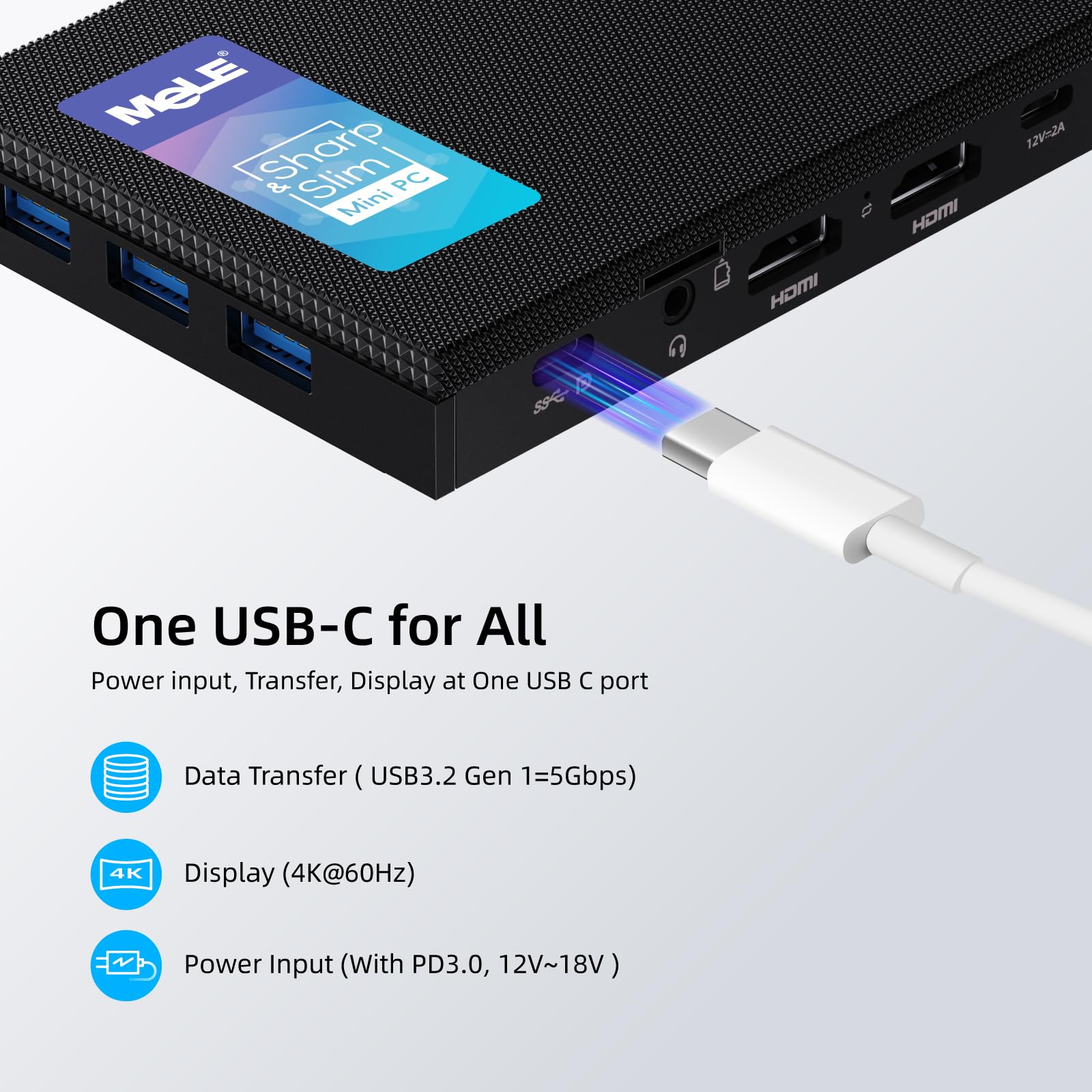 Mele Quieter3C Fanless Mini Pc, Win 11 Pro, Intel Celeron N5105, 16Gb Ram, 512Gb Rom, Full Function Usb C, Wifi 5, Triple Displa