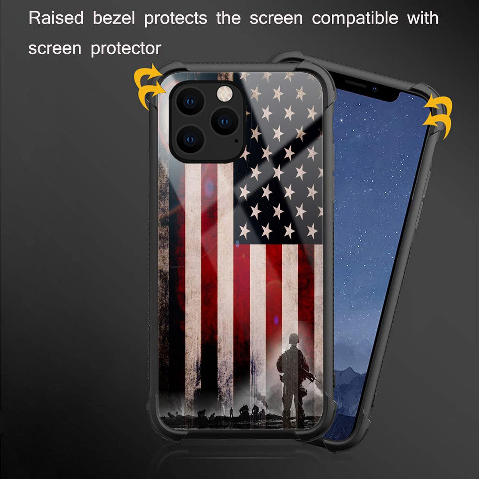 CARLOCA iPhone 13 Pro Max Shockproof Anti-Scratch Phone Case Polycarbonate Us Sunshine Soldiers Patriotic Graphic