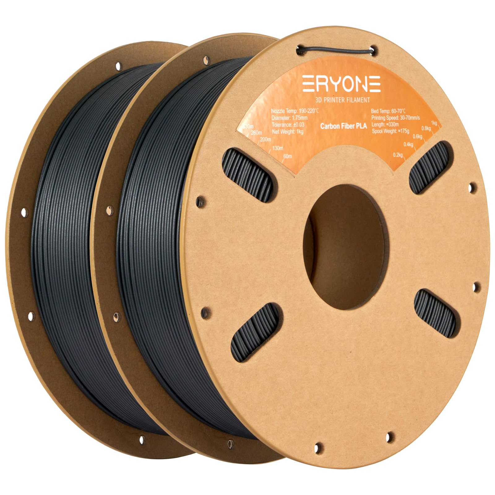 ERYONE Carbon Fiber PLA Filament 3D Printer PLA Filament 1.75mm +/- 0.03mm, PLA-CF Filament 2KG Cardboard Spool, Black