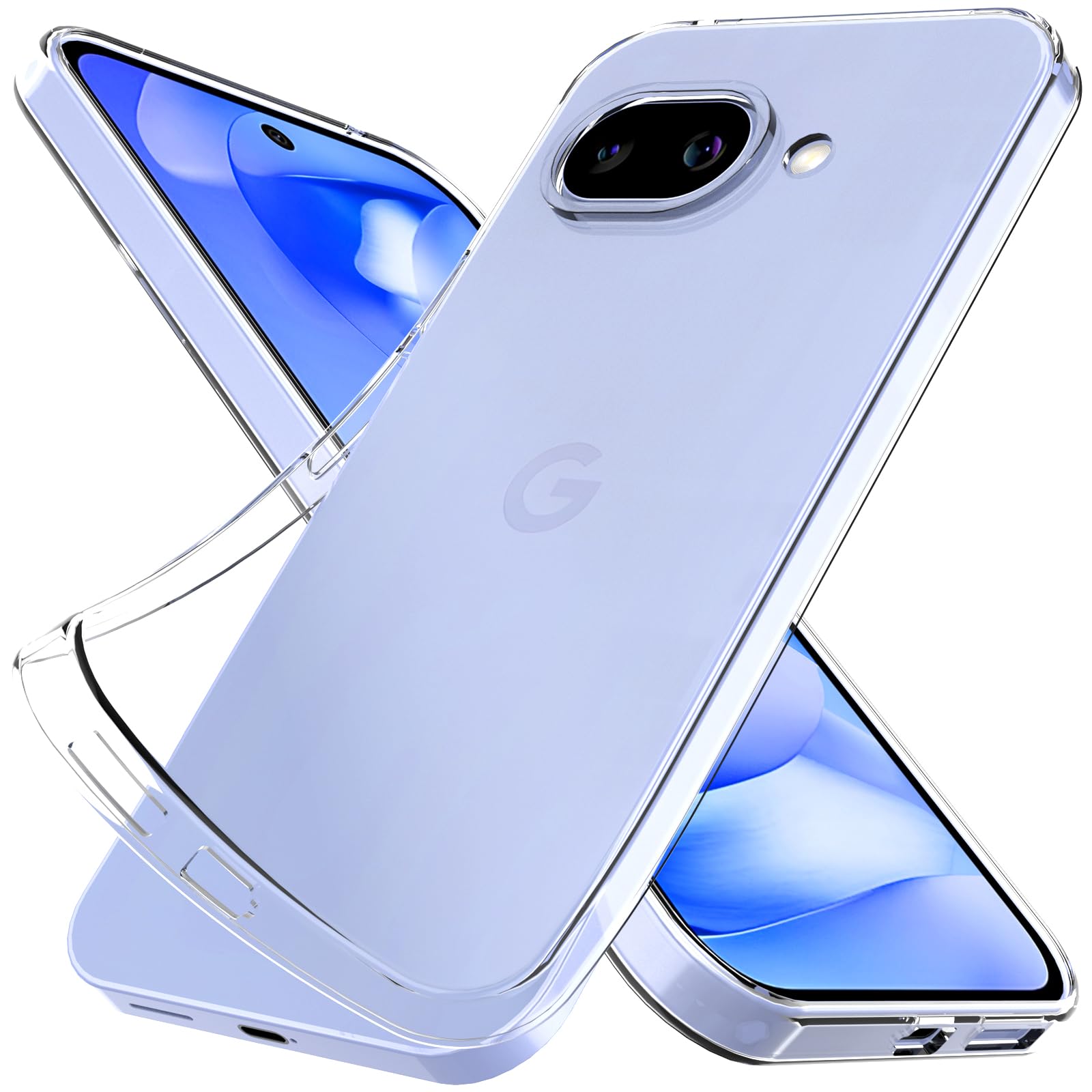 Silicone Clear Google Pixel 9a Case. Soft Slim-Fit Transparent TPU Silicone Google Pixel 9a Phone Case Cover. Ultra-Thin Design 