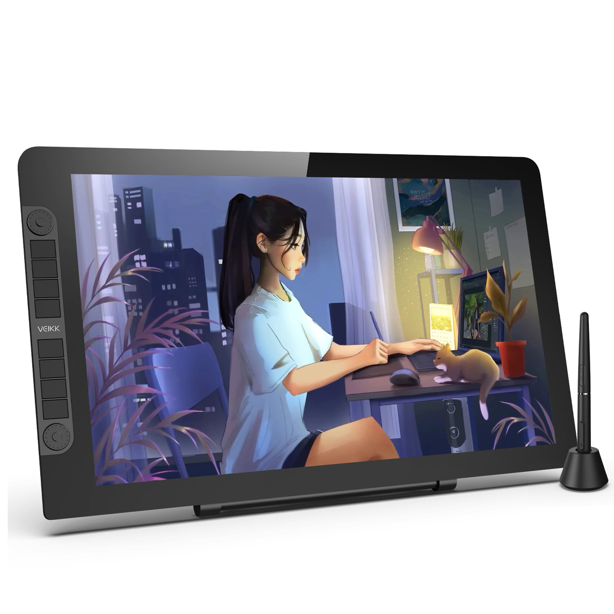 Drawing Tablet with Screen,VEIKK VK2200PRO Drawing Monitor,21.5 Inch Full-Laminated Screen,with 2 Customized Quick Dials,8 Short