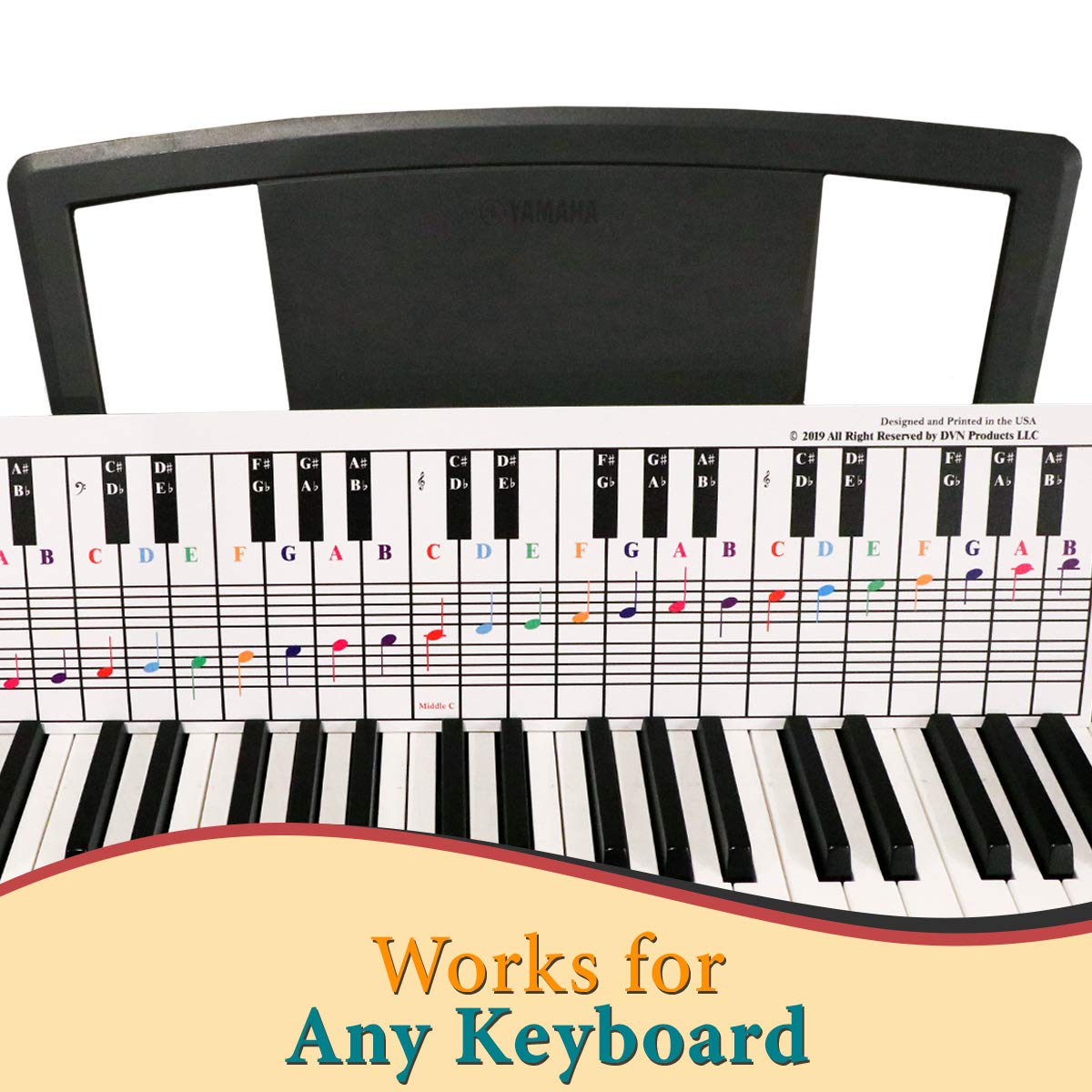 Piano And Keyboard Note Chart, Use Behind The Keys, Ideal Visual Tool For Beginners Learning Piano Or Keyboard, Easy To Set Up,