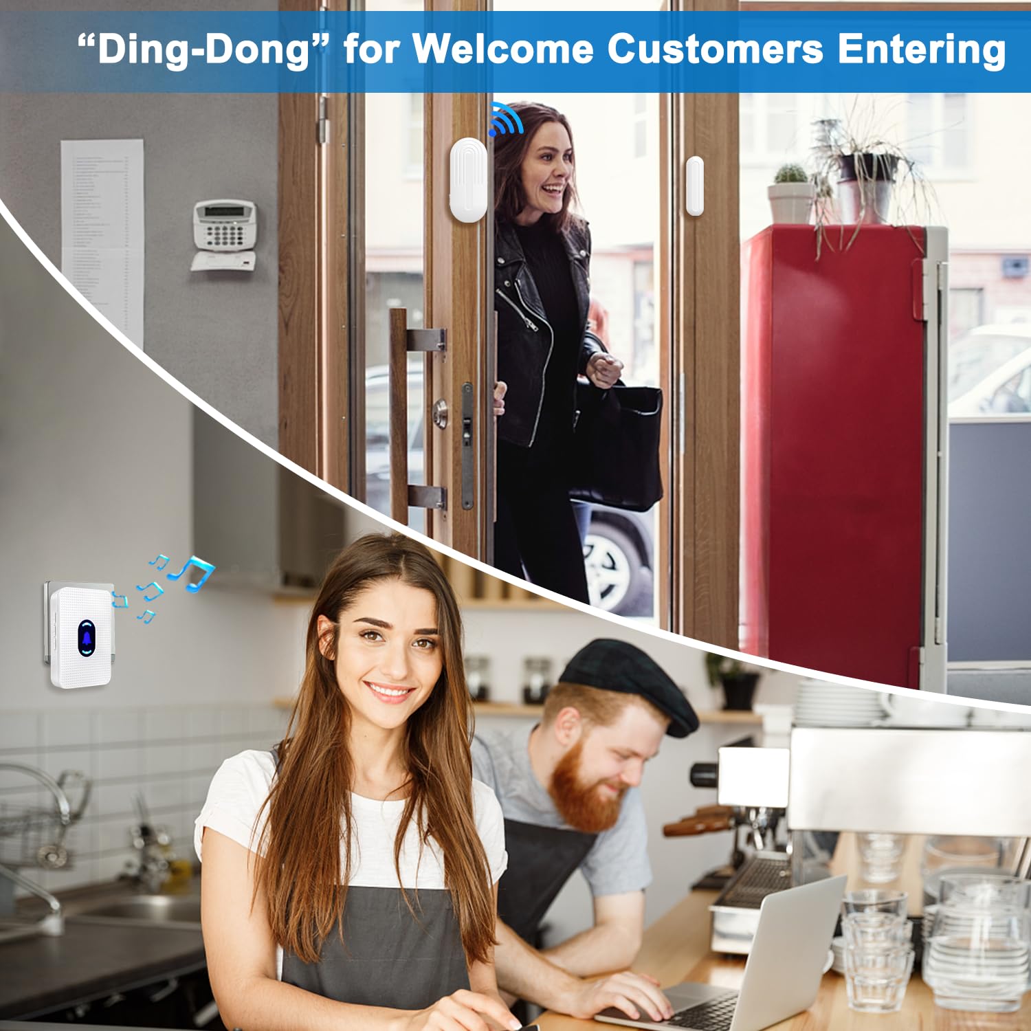 Daytech Wireless Door Sensor Chime Door Entry Chime With 800Ft Range 55 Chimes 5 Adjustable Volume Door Open Chime For Business/