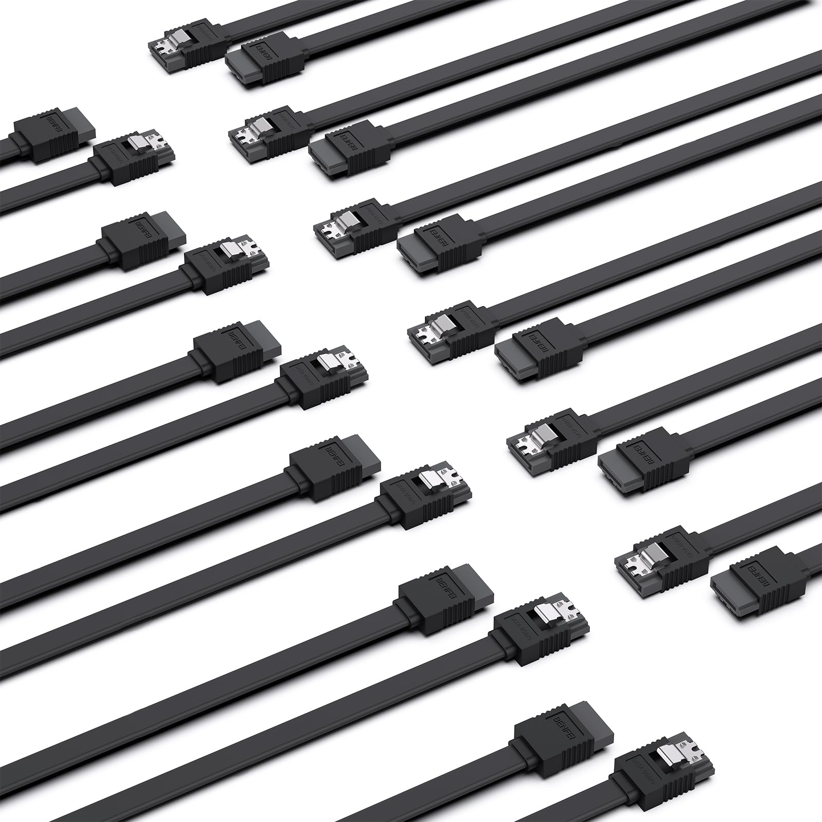 Benfei Sata Cable Iii, 12 Pack Sata Cable Iii 6Gbps Straight Hdd Sdd Data Cable With Locking Latch 18 Inch Compatible For Sata H