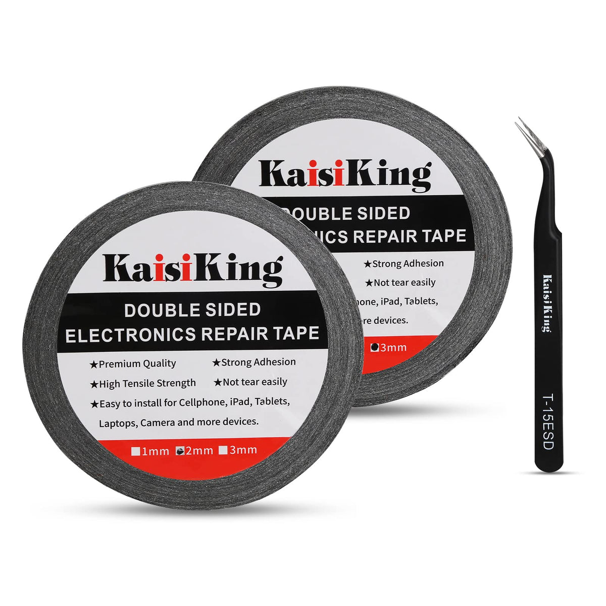 Kaisiking 2Mm / 3Mm X 50M Lcd Screen Repair Tape Cell Phone Adhesive Tape Thin Double Sided Tape Adhesive With 1 Tweezers For Ce