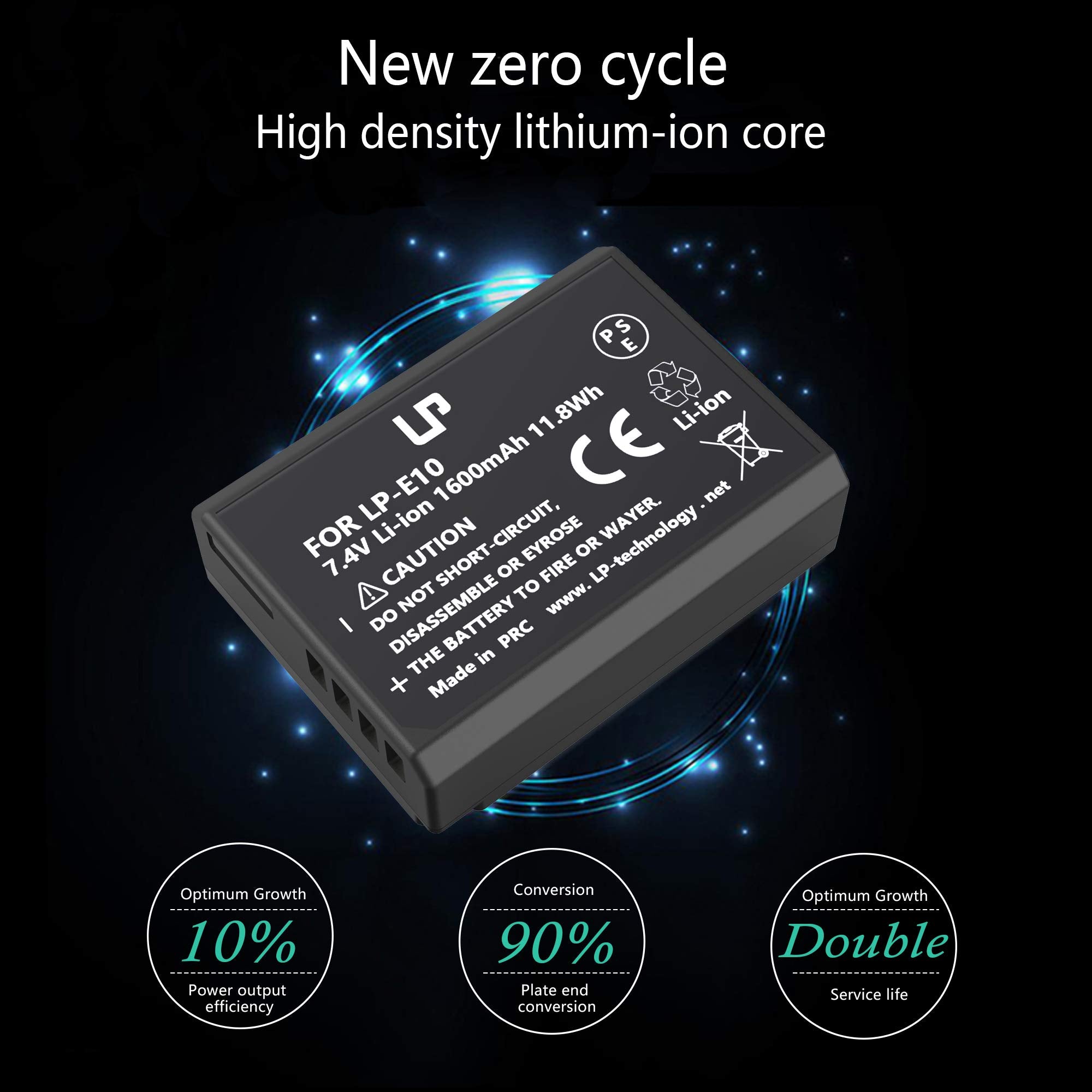 Lp Lp E10 Battery Rechargeable, Charger Compatible With Canon Eos Rebel T7, T6, T5, T3, T100, 4000D, 3000D, 2000D, 1500D, 1300D,