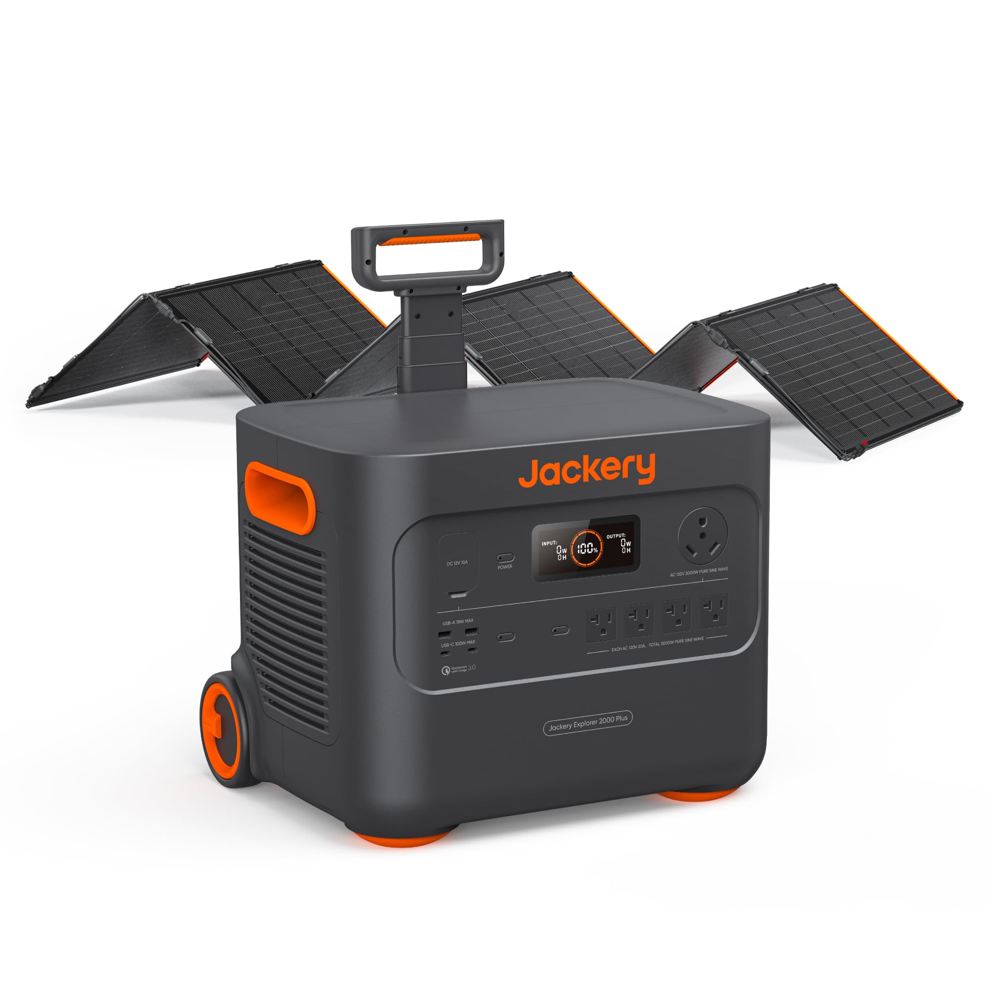 Jackery Solar Generator 2000 Plus 500W, 2042Wh LiFePO4 Battery 3000W Output, Portable Power Station with 500W Solar Panel, Fast 
