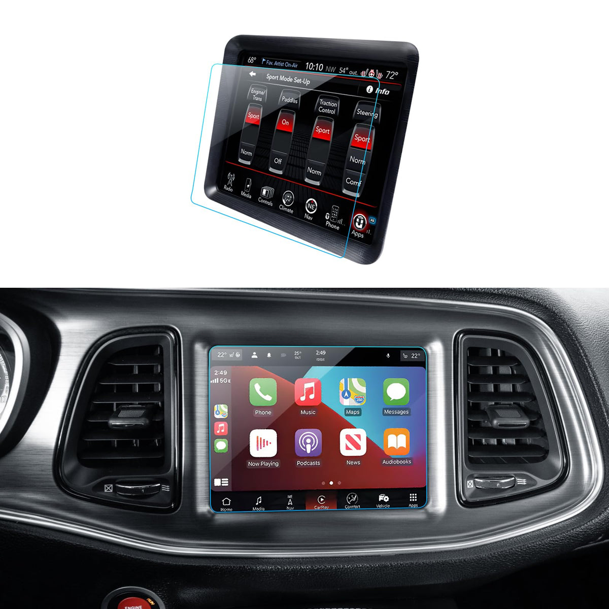 Lantu Car Screen Protector For 2015-2022 Dodge Challenger Srt 392 Hellcat Uconnect Accessories Navigation Touchscreen Protector 