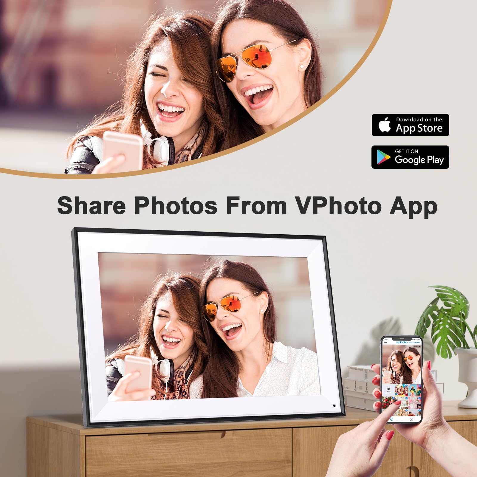 10.1'' Digital Picture Frame Smart Digital Photo Frame   Ips Touch Screen, Auto Rotate, Slideshow, Load Photo Video From Phone T