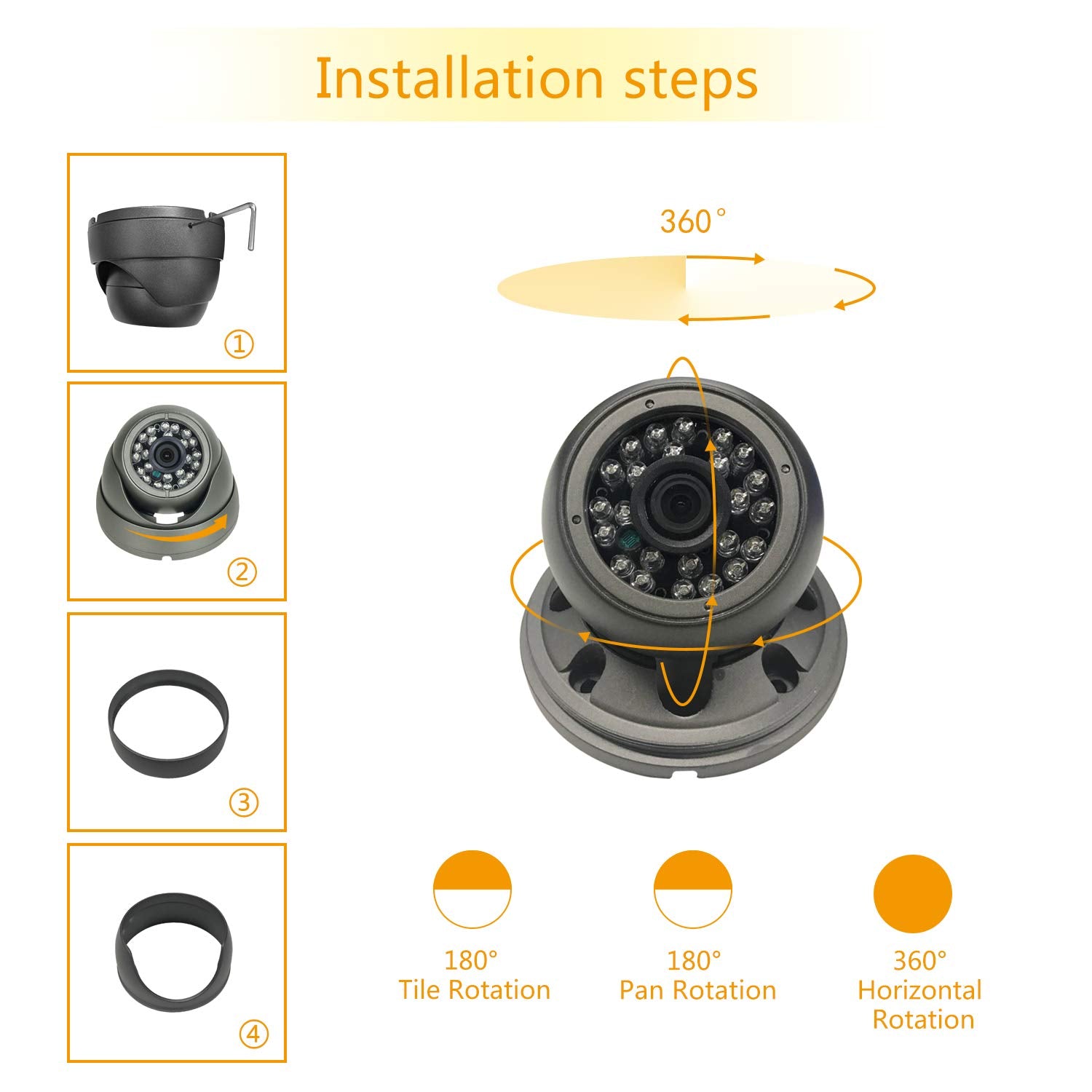 Cumcitin Analog Cctv Camera Hd 1080P 4 In 1 (Tvi/Ahd/Cvi/960H Analog) Security Dome Camera Outdoor Metal Housing, 24 Ir Leds Tru