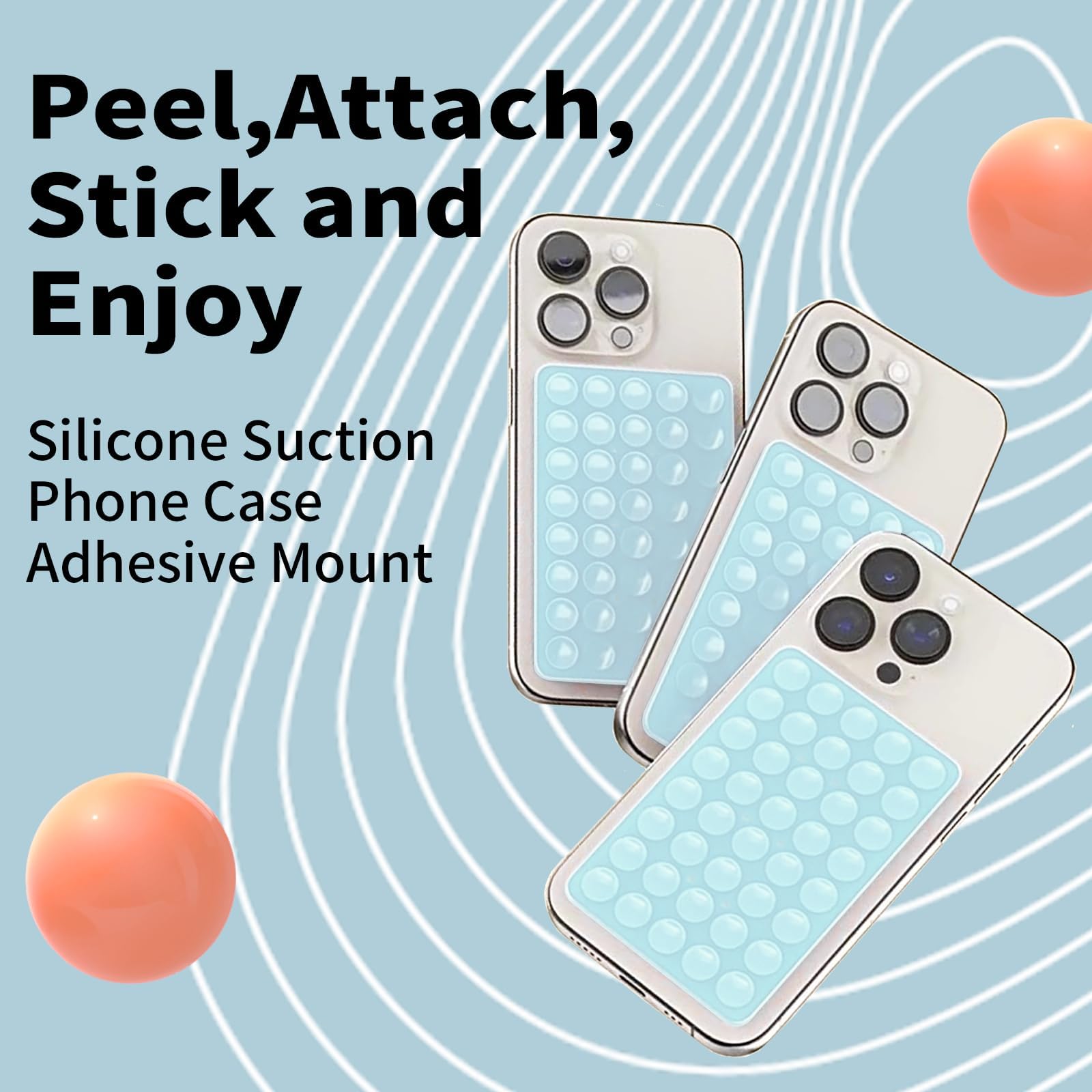 Veadoolly Octobudy Silicone Sticky Grip Suction Cup Phone Mount - Double Sided, Higher Suction Power Holder For Hands-Free Selfi