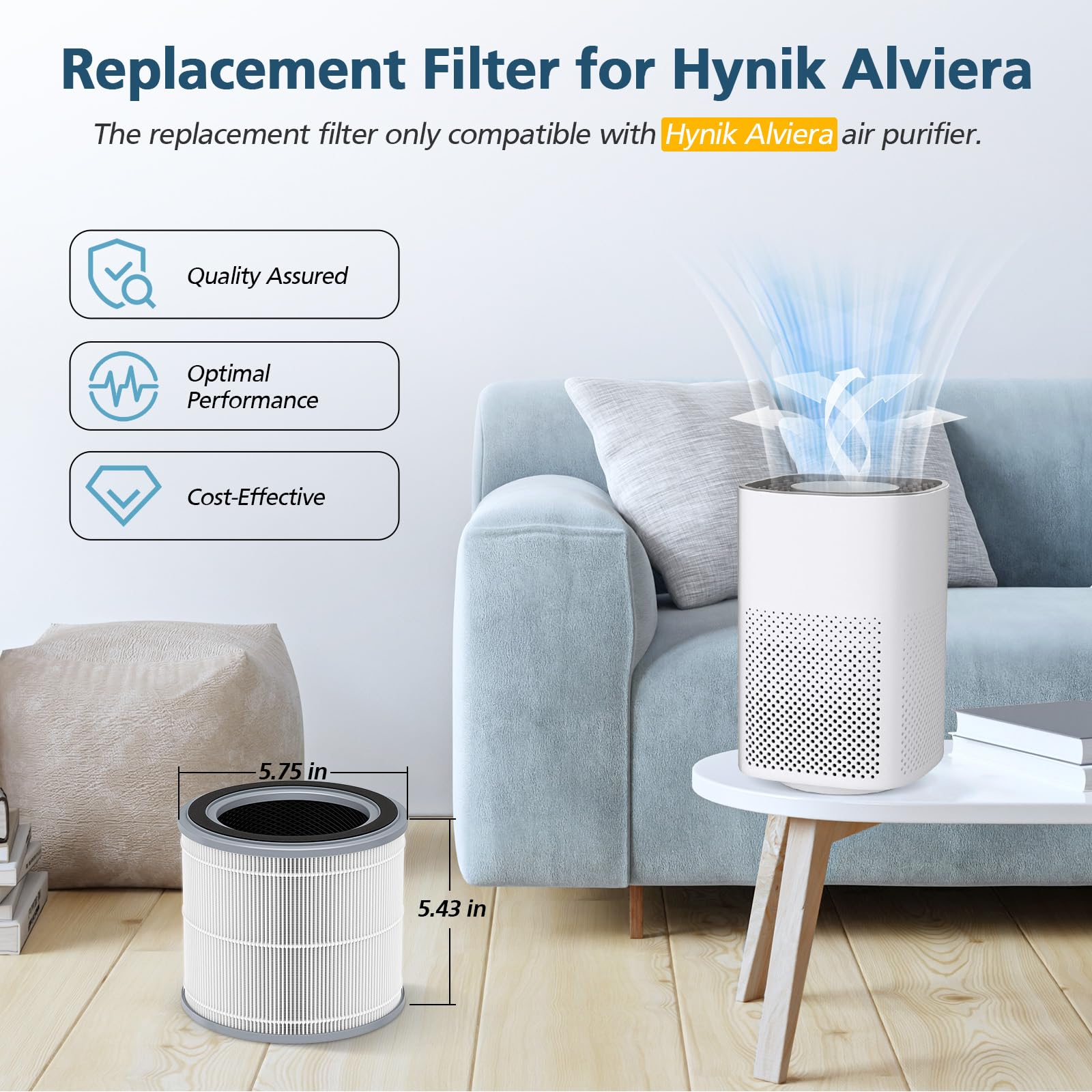 Filter Replacement For Hynik Alviera Hh001 Air Puri Fier, 3 Stage H13 True Hepa Air Filter And High Efficiency Activated Carbon