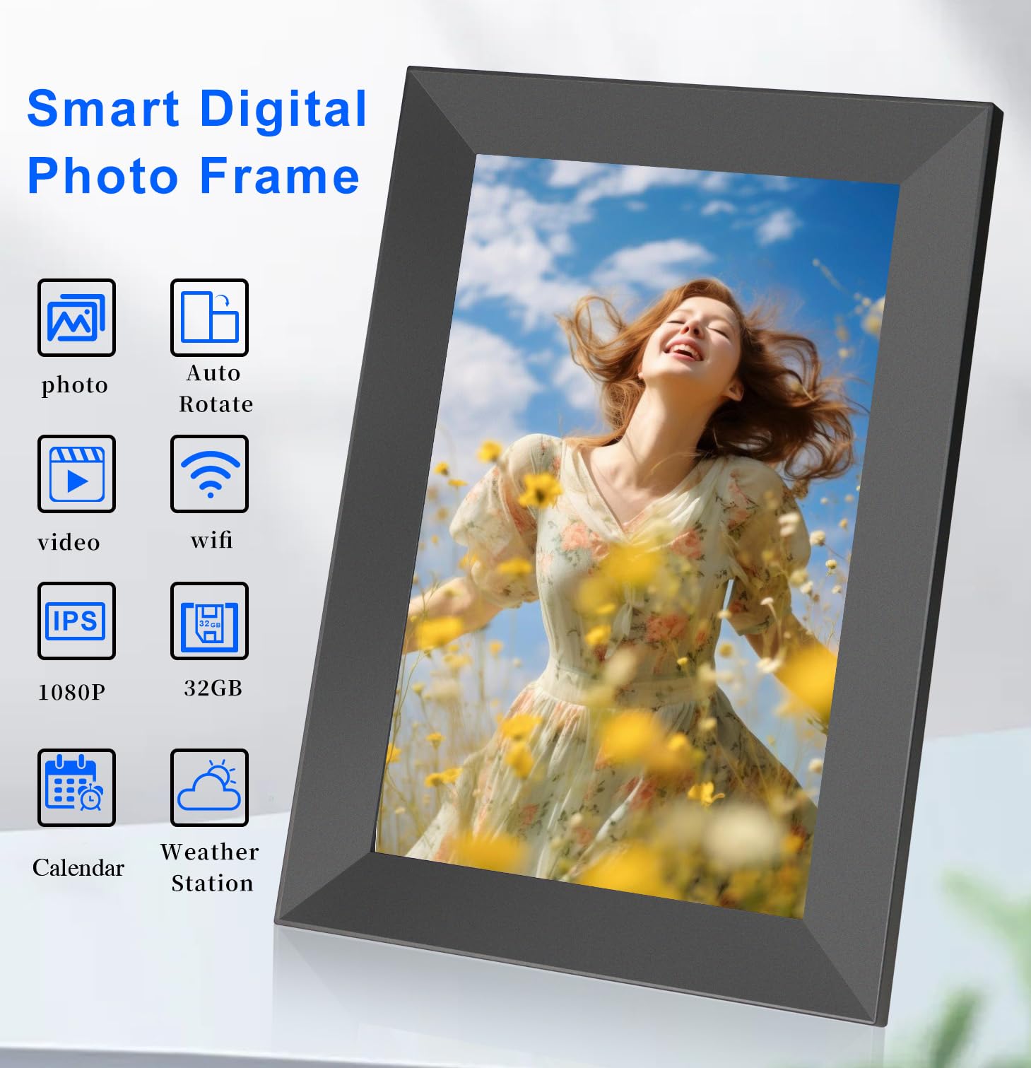 32Gb Frameo Digital Frame Wifi Digital Picture Frames Load From Phone,Frameo 10.1 Inch Smart Wifi Digital Photo Frame,1280X800 H
