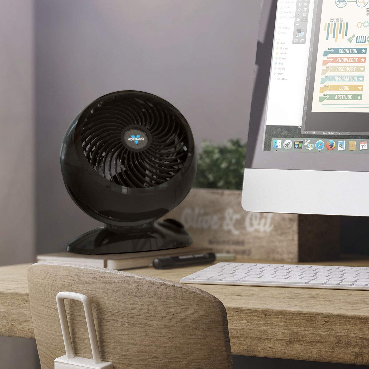 Vornado 5303 Small Whole Room Air Circulator Fan With Base Mounted Controls, 3 Speed Settings, Multi Directional Airflow, Remova