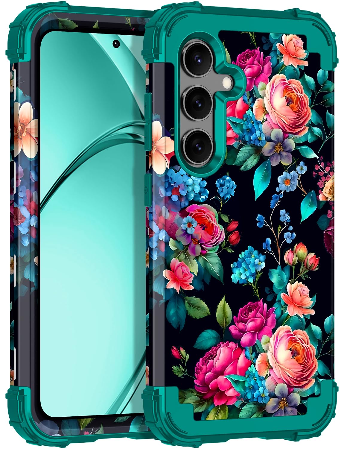 Rancase for Galaxy S24 Plus Case,Three Layer Heavy Duty Shockproof Protection Hard Plastic Bumper +Soft Silicone Rubber Protecti