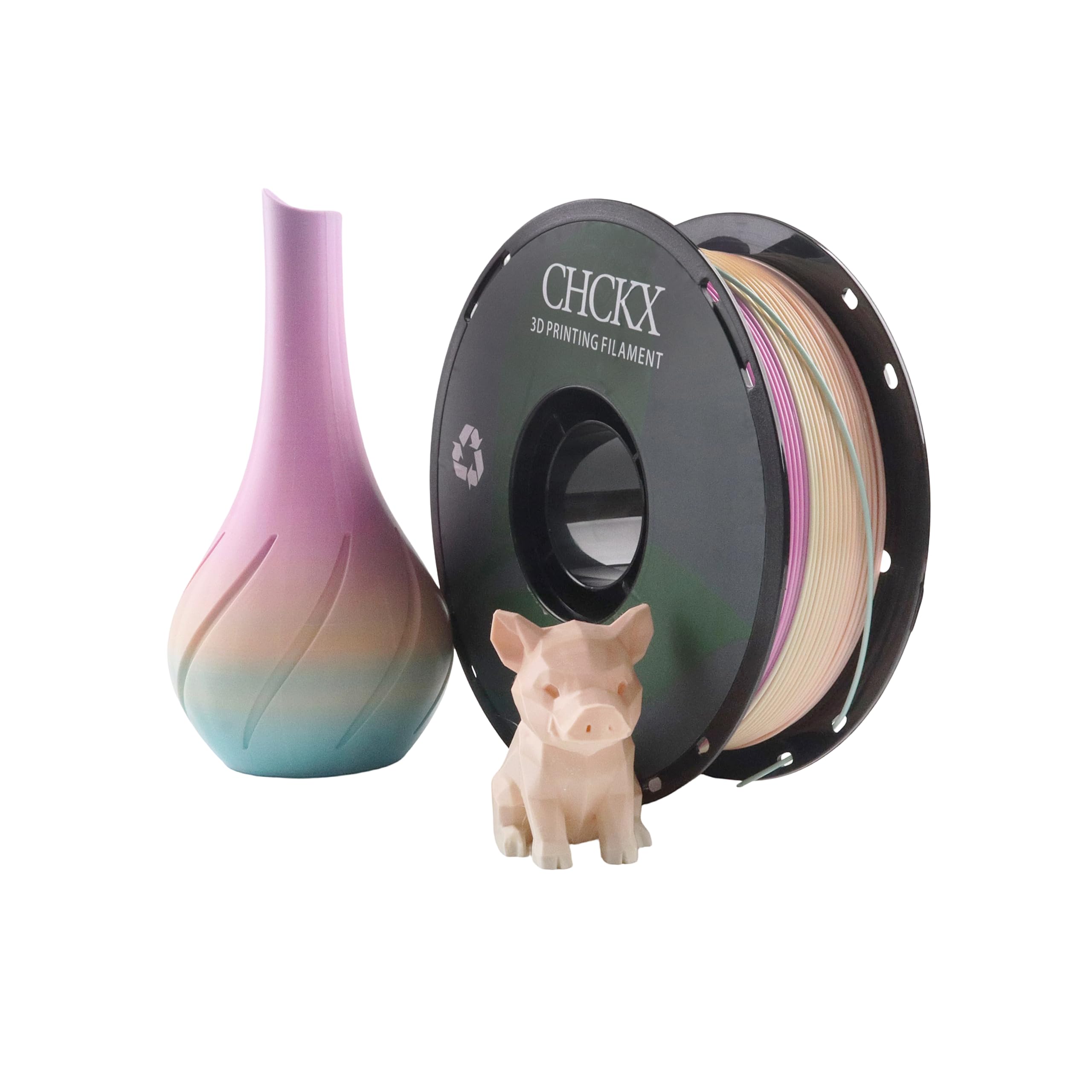 CHCKX PETG Rainbow 3D Printer Filament, Dimensional Accuracy +/- 0.03 mm, 1kg Spool(2.2lbs), 1.75 mm Fit for Most 3D Printers,Ye