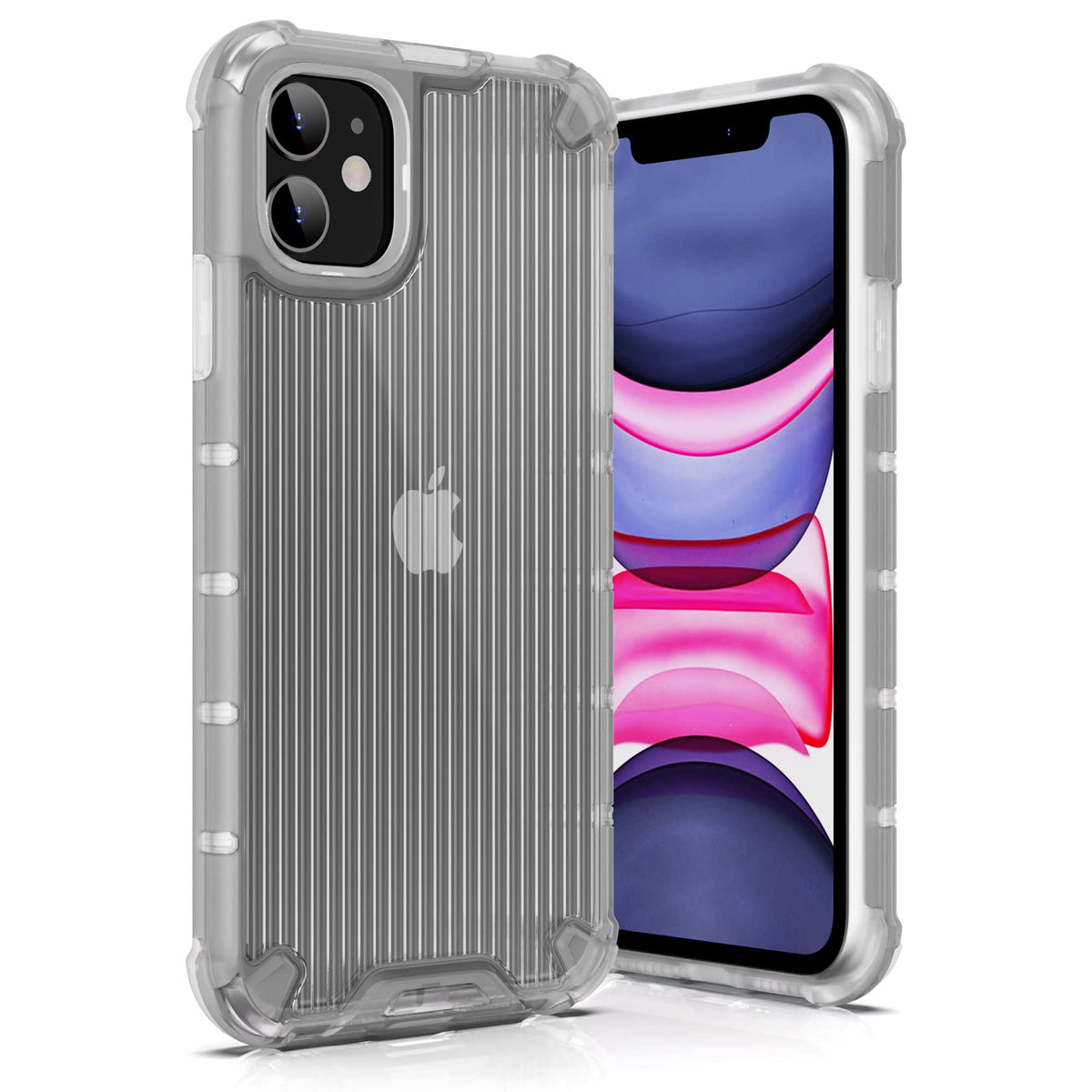 Ulak Compatible With Iphone 11 Case, Hybrid Transparent Striped Design Shockproof Protective Phone Case For Women Girls Men, Ant