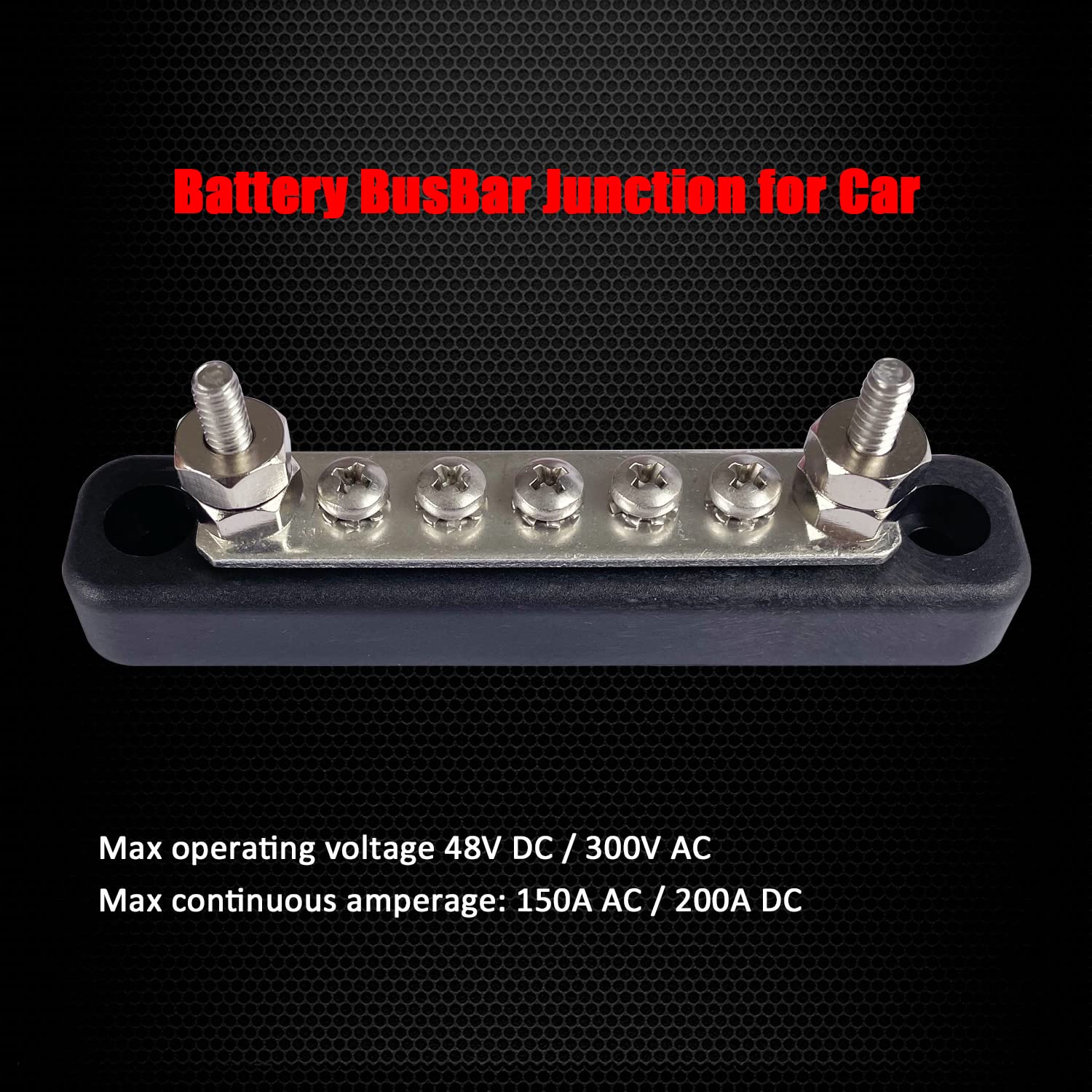 5 Terminals Bus Bar, Ampper 4.2'' Ground Distribution Block Brass Battery Busbar Junction For Car Vehicle Rv Truck Marine Boat A