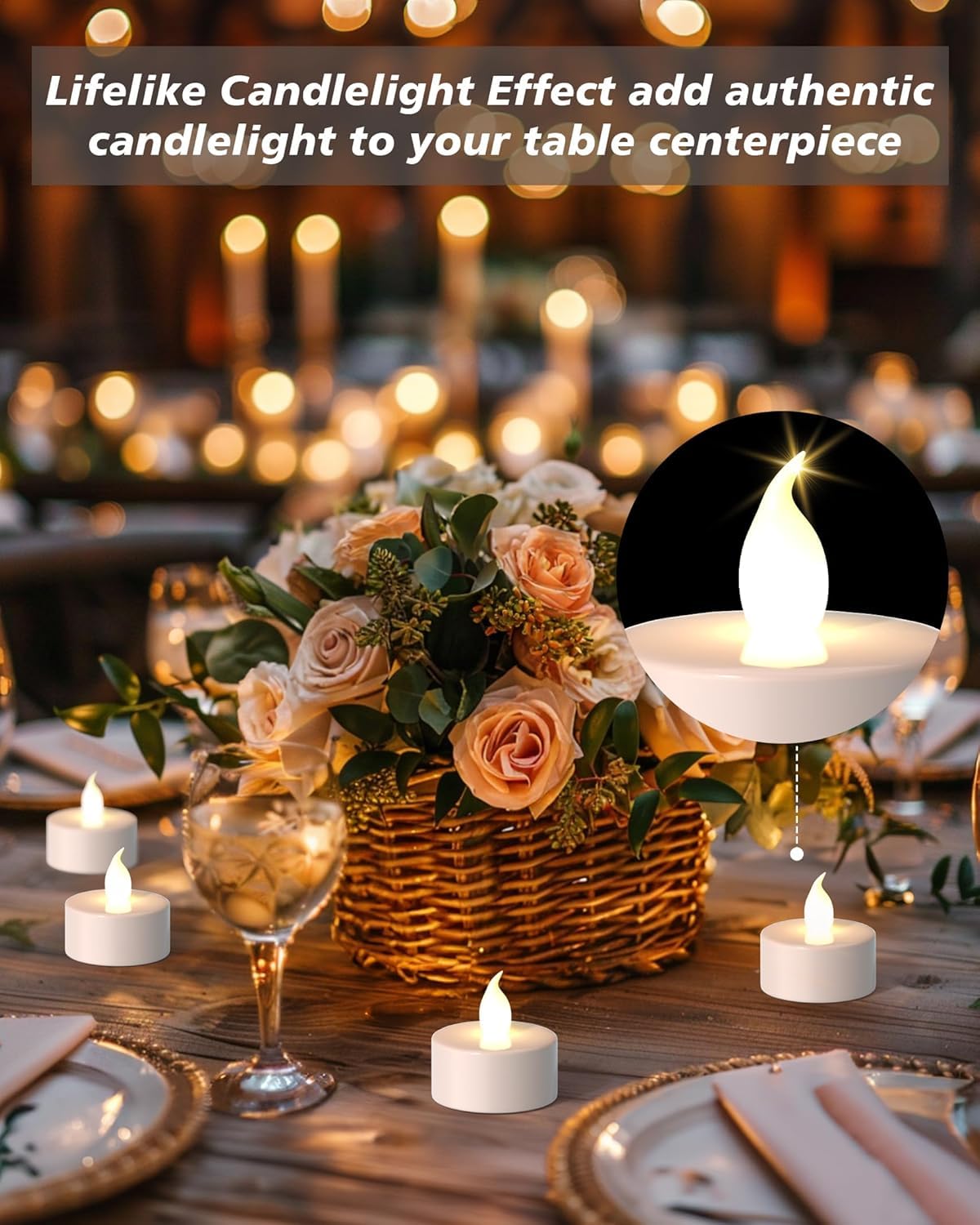 Punpuba Led Tea Lights Candles  100Pack Flameless Candles Realistic And Bright Flickering Long Lasting 200Hours For Holiday Cele