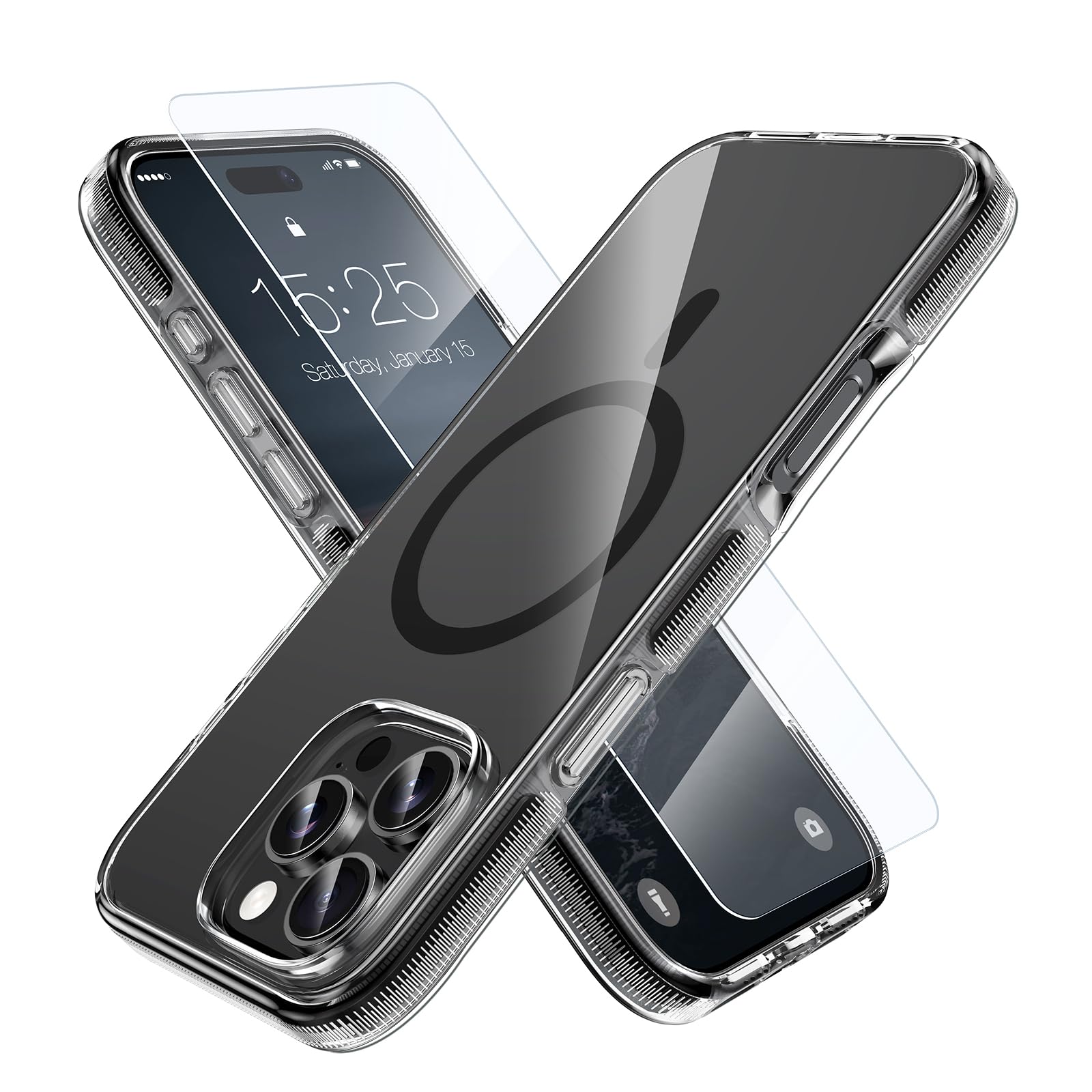 MILPROX Compatible with iPhone 16 Pro Case - with Screen Protector - Compatible with MagSafe - Magnetic Clear Trasparent Design 