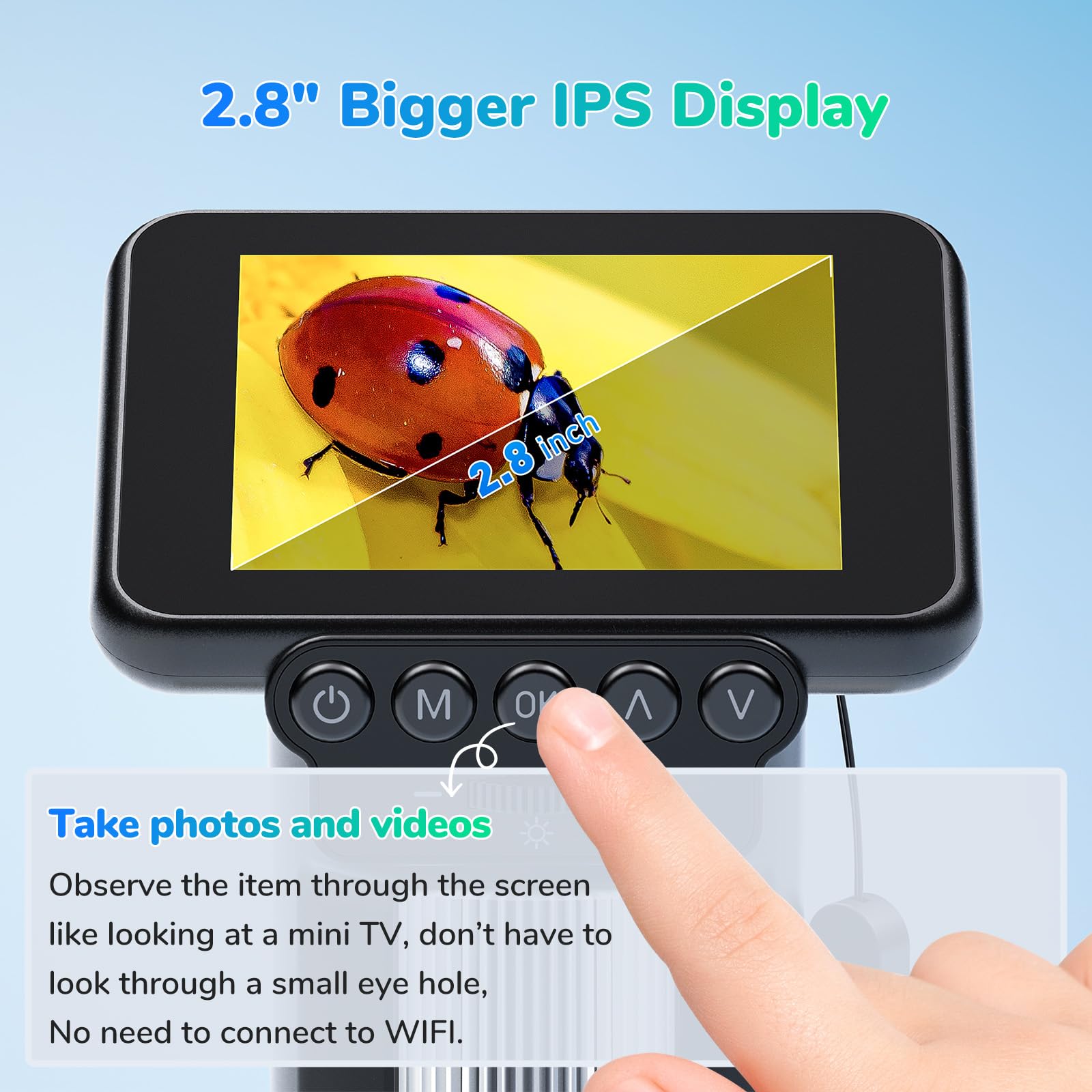 Linkmicro Lm013 Microscope For Kids Adults, 2.8'' Portable Handheld Microscope With Lcd Screen, Pocket Microscope Kit For Kids 8