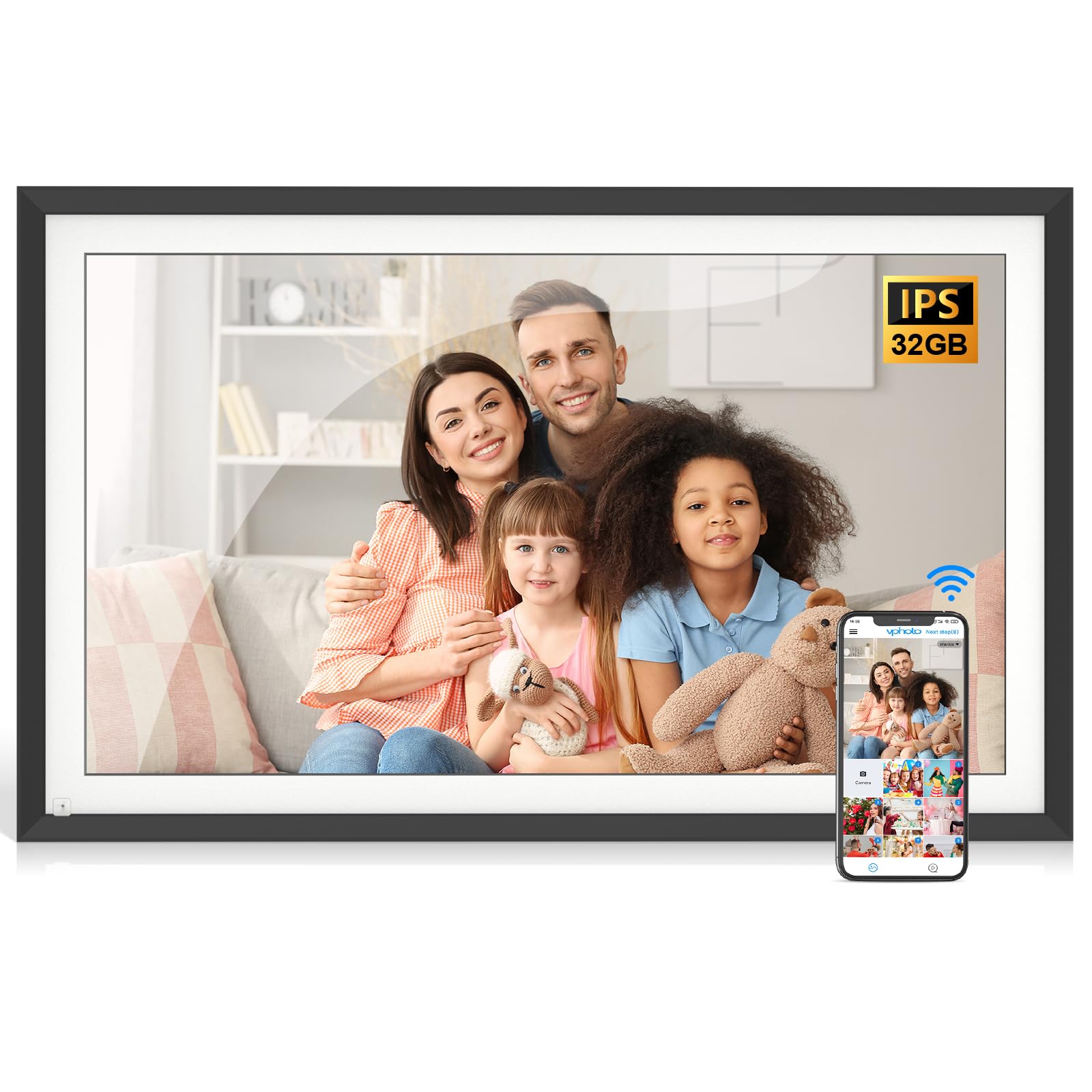 Digital Picture Frame 15.6 Inch Digital Photo Frame   32Gb Smart Picture Frame, Fhd 1080P, Full Function, Slideshow, Motion Sens