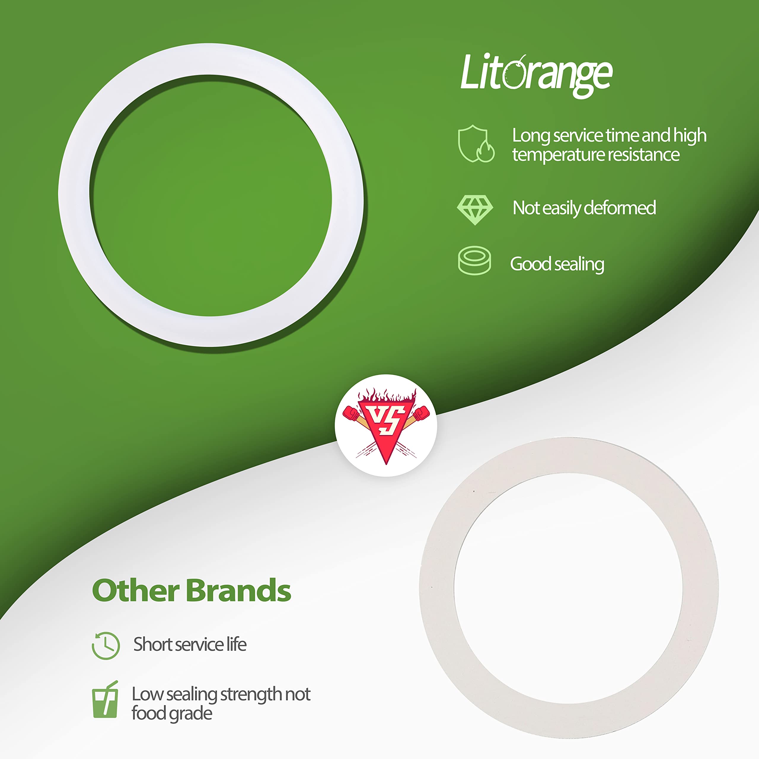 Litorange 8 Pcs Replacement Spare Food Grade Silicone (Better Than Rubber) Gasket Seal Ring For Aluminium Stovetop Coffee Maker