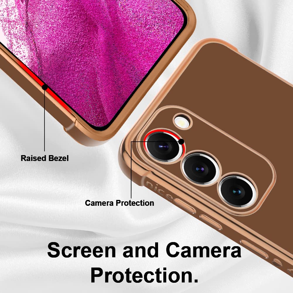 Kanghar Compatible With Samsung S23 5G Case For Women Girl, Plating Edge Cute Love Heart Soft Tpu Bumper With 4 Corners Shockpro