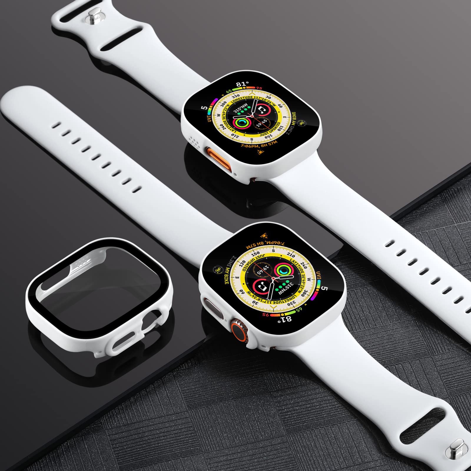 Charlam Compatible With 49Mm Apple Watch Screen Protector Ultra Iwatch Case Cover, 3 Pack Hard Pc Edge Bumper Cases Full Coverag