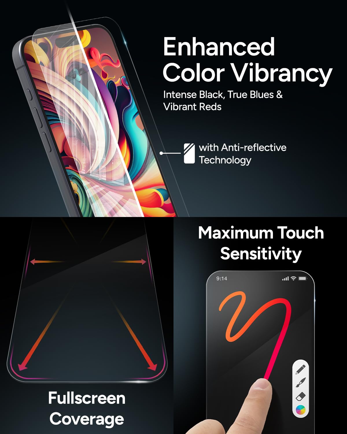 Zagg Xtr4 Screen Protector For Iphone 16 Plus / 15 Plus   11X Stronger Tempered Glass, Blue Light Filtration, Anti Reflective Te