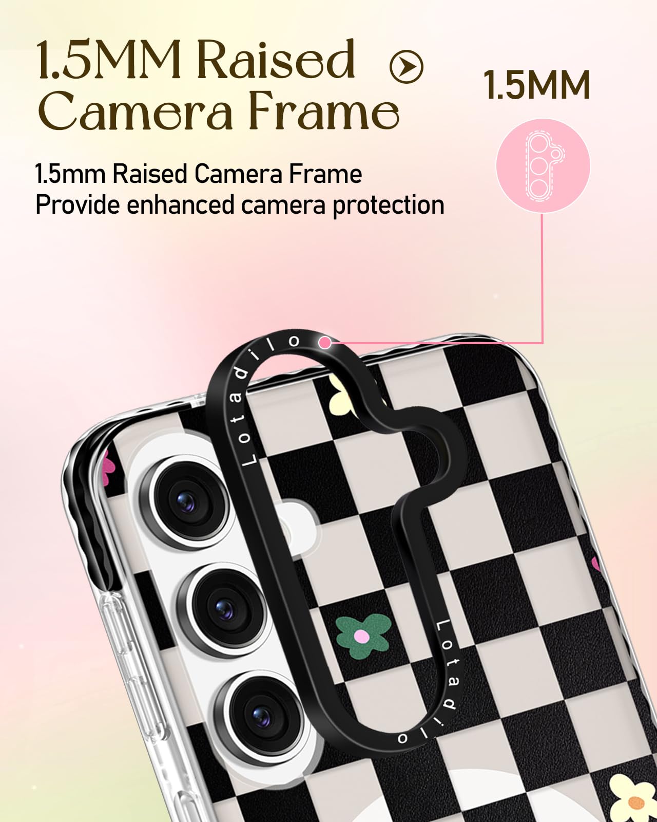 Lotadilo Cute Case For Samsung Galaxy A16 For Women Girls - Funny Plaid Flower Design Compatible With Magsafe Magnetic Ring Hold