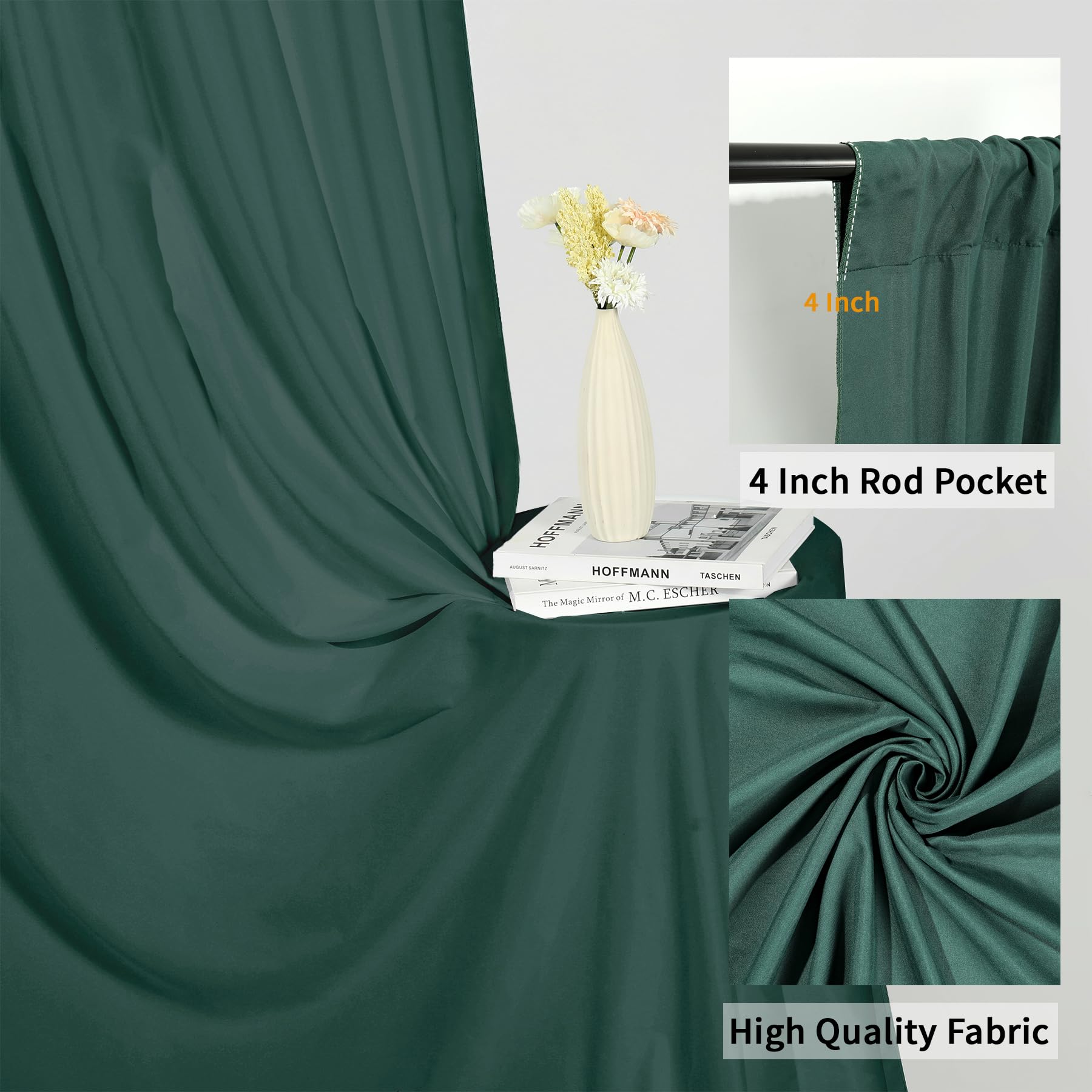 10X10Ft Blackish Green Backdrop Curtain For Wedding Parties Baby Shower Curtain Backdrop For Birthday Party Background Decoratio