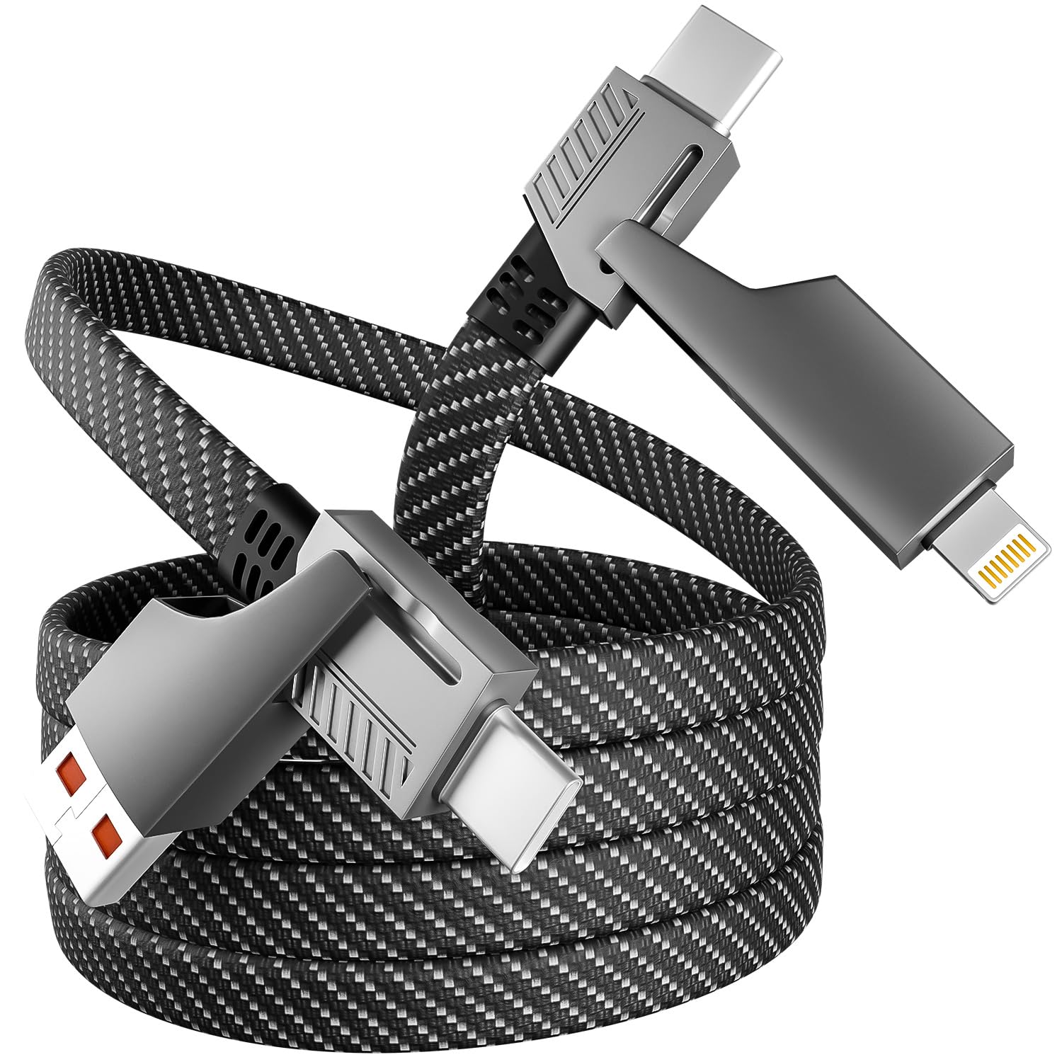 4 in 1 Charging Cable Fast Charging 65W, USB C Cable 4-in-1 USB Multi Charging Cable with E-Mark Chip, Multiple iPhone Charger C