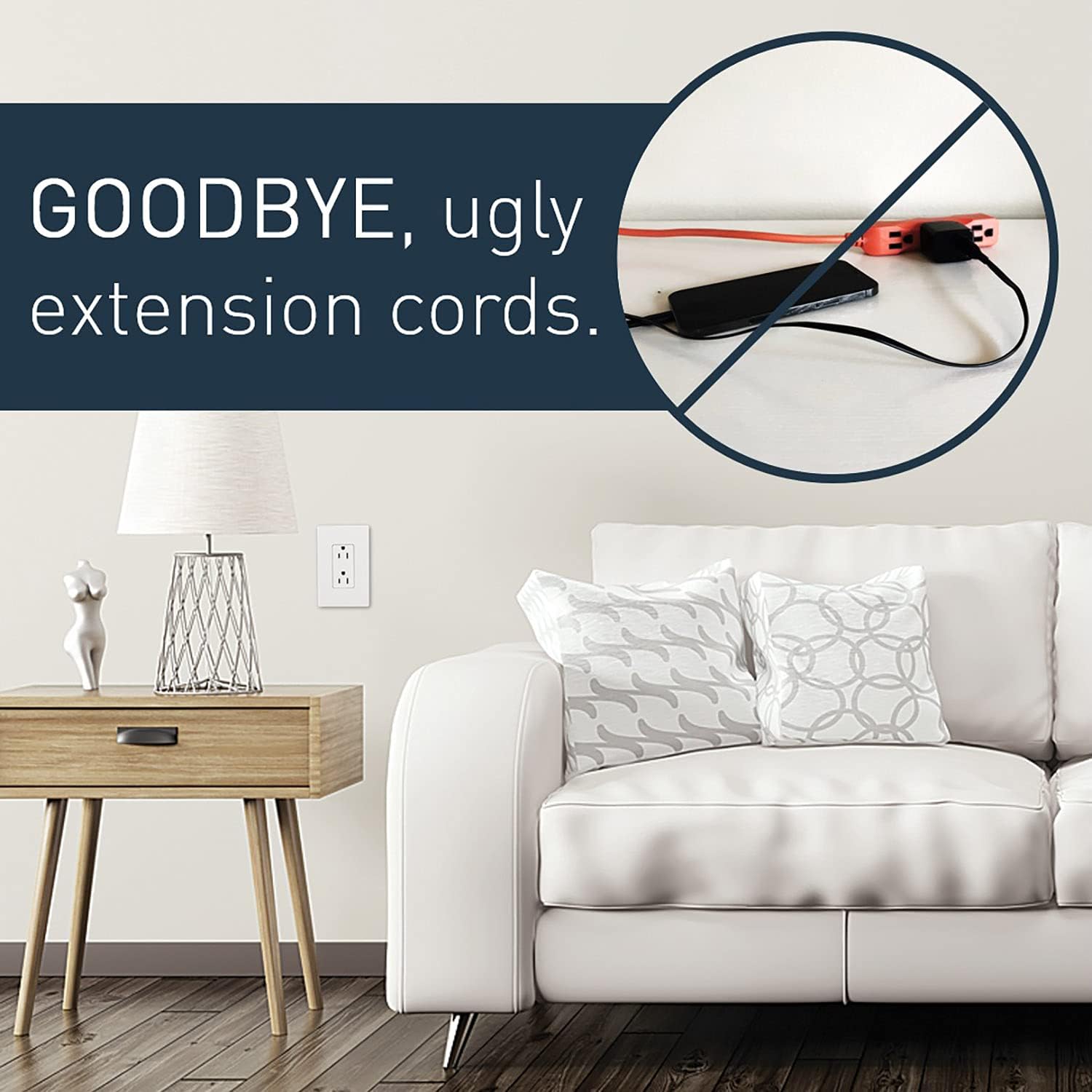 Legrand   Wiremold In Wall Outlet Relocation Kit, White In Wall Power Outlet Relocation Kit, 6 Foot In Wall Outlet Extender For