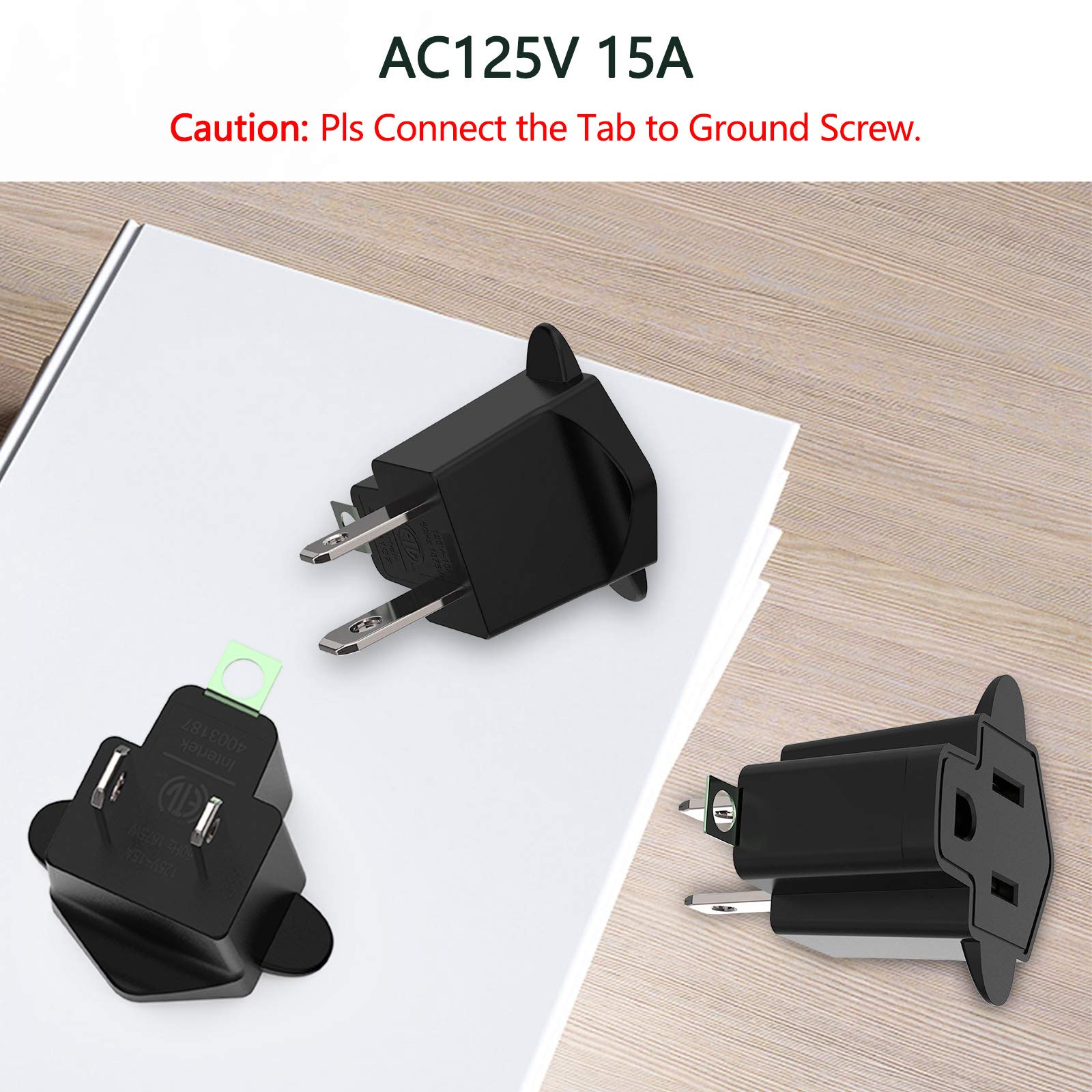 3 Prong To 2 Prong Grounding Adapter Wall Outlet Converter, Jackyled 2 Prong Power Adapter Fireproof Material 392? Resistant Hea