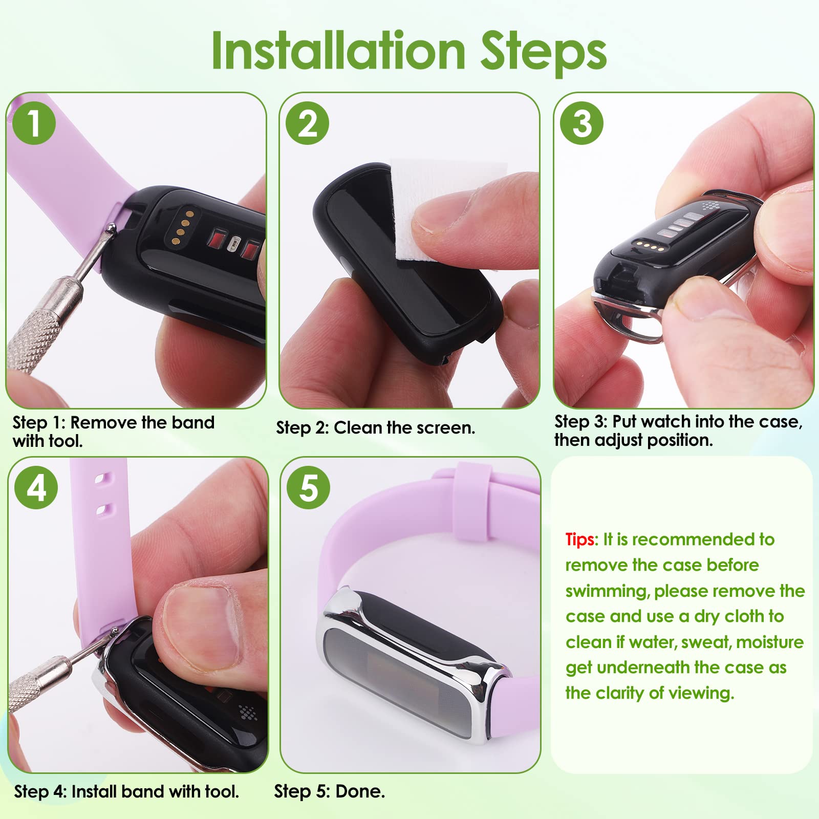 Nanw 3 Pack Screen Protector Compatible With Fitbit Inspire 3, Tpu Rugged Bumper Case Cover All Around Protective Plated Bumper