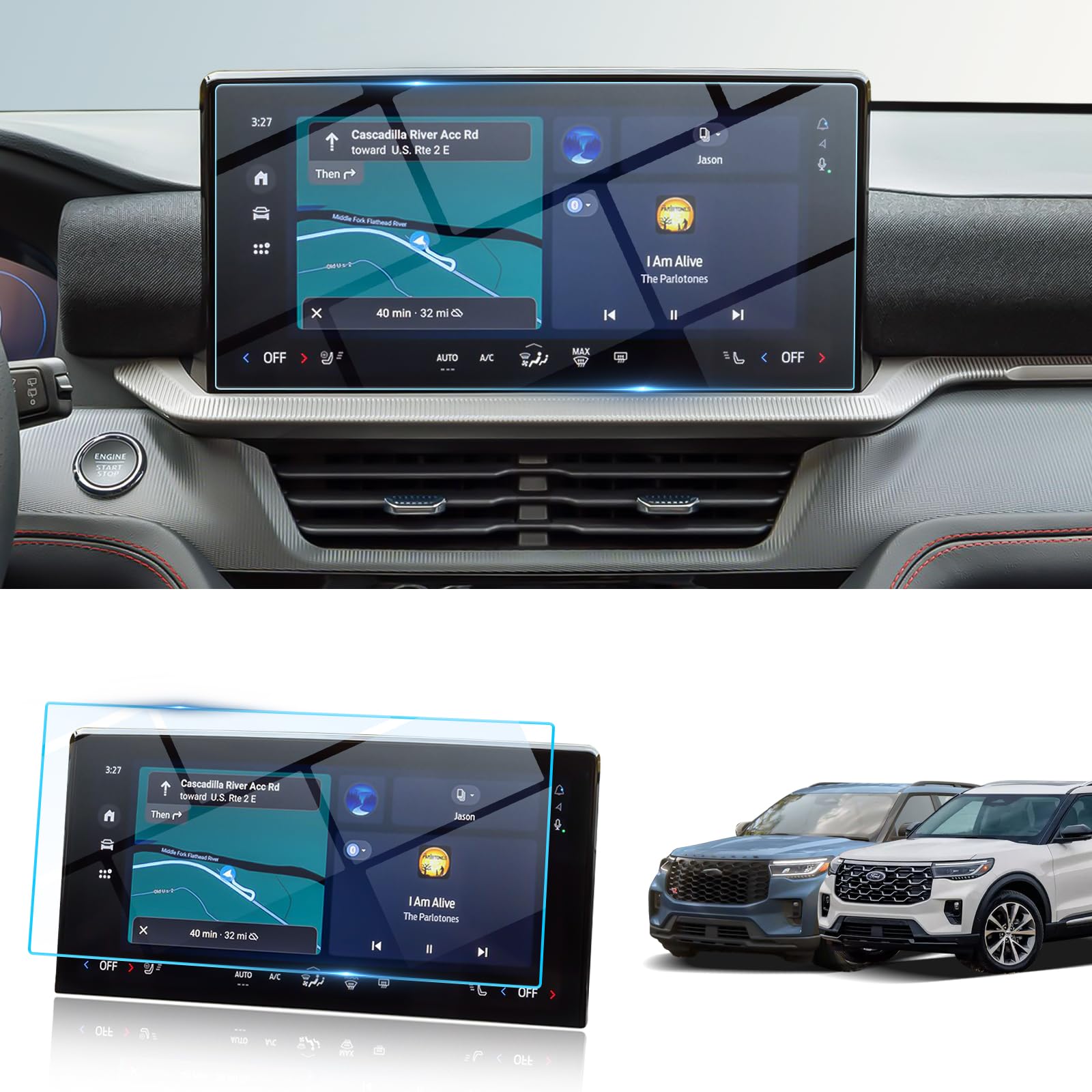 Bibibo For 2025 Ford Explorer Screen Protector For 2025 Ford Explorer (Active/T Line/St/Latinum) 13.2 Inch Display Tempered Glass Anti Glare& Scratch Ultra Clear Ford Explorer Accessories 2025