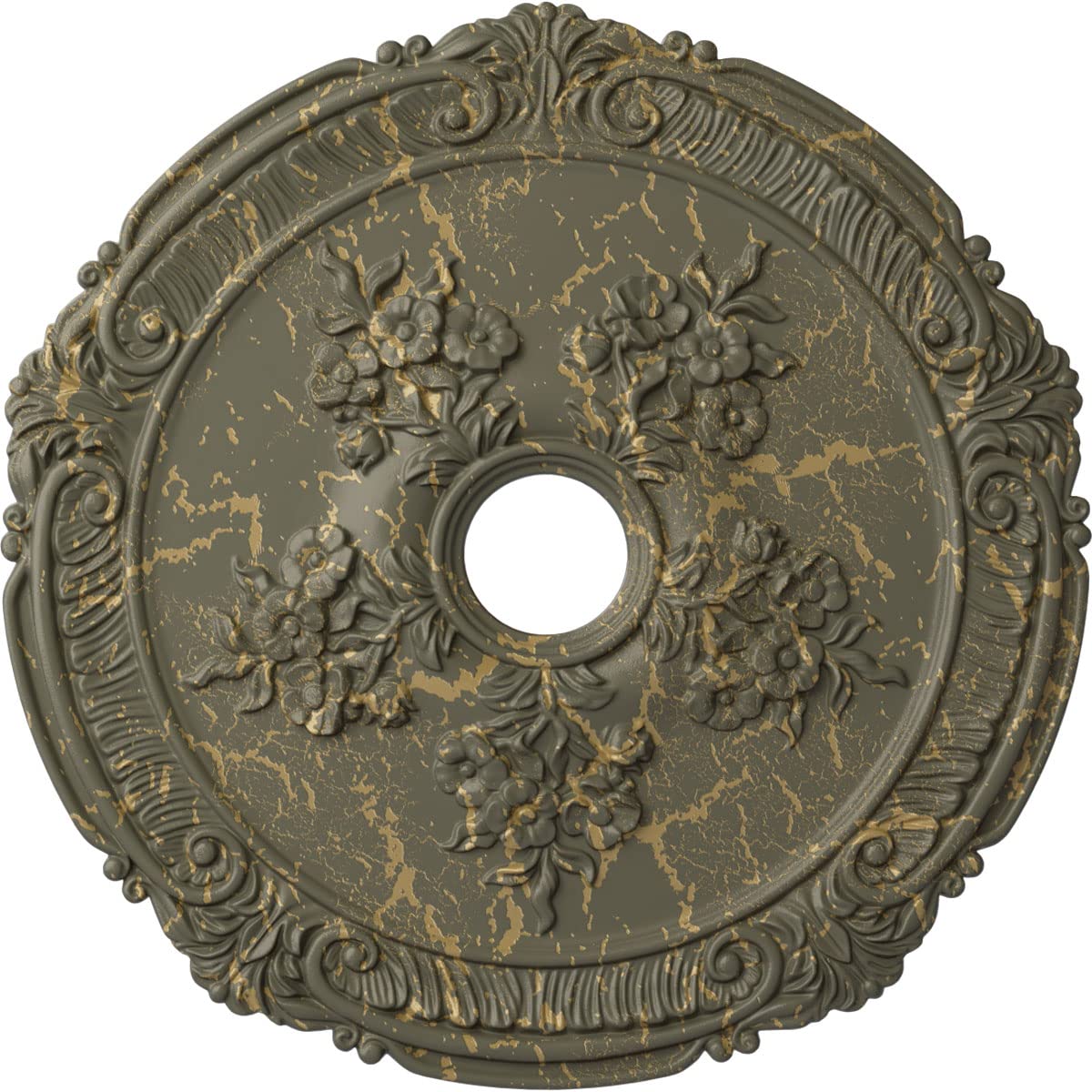 Ekena Millwork Cm26Atwhc Attica With Rose Ceiling Medallion, 26''Od X 3 3/4''Id X 1 1/2''P, Hand Painted Witch Hazel Crackle
