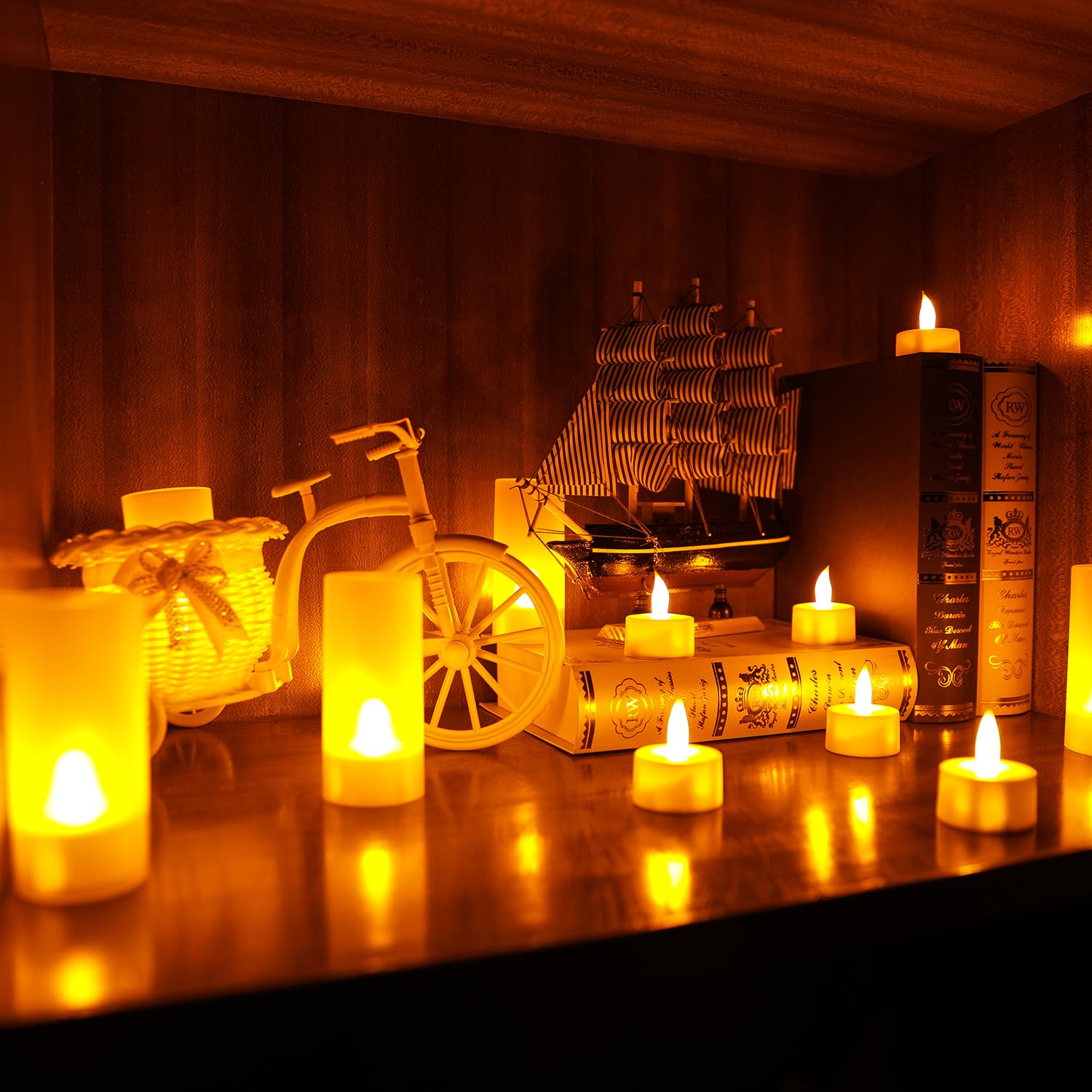 Esup Rechargeable Candles Flameless Flickering Candles Tealights 12Pcs/Set With White Base, Decoration Parties, Weddings, Bar, F