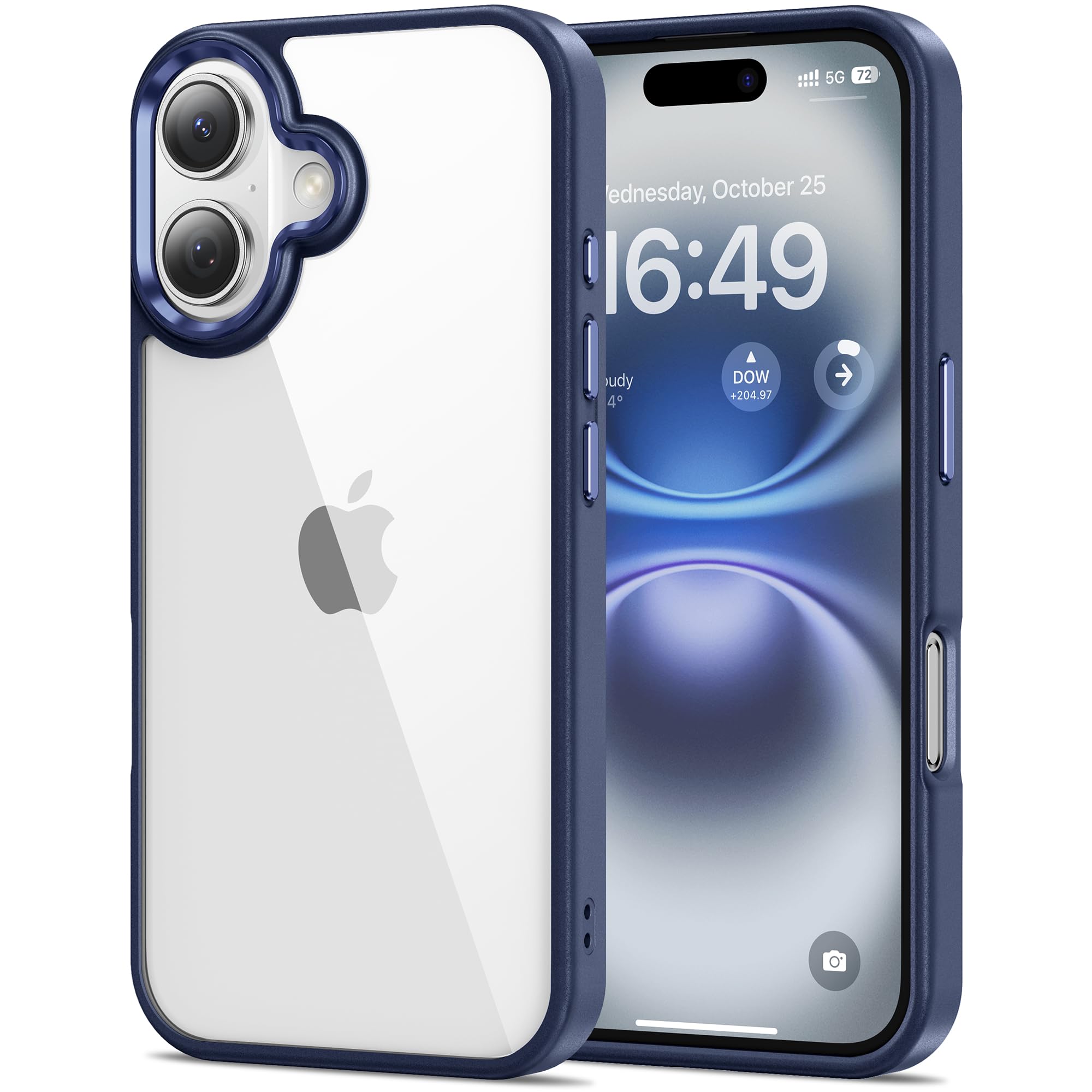 HOOMIL Case for iPhone 16 Plus 6.7-Inch, Non-Yellowing, Drop Protection, Anti-Scratch Transparent Hard Back Phone Cover - Blue