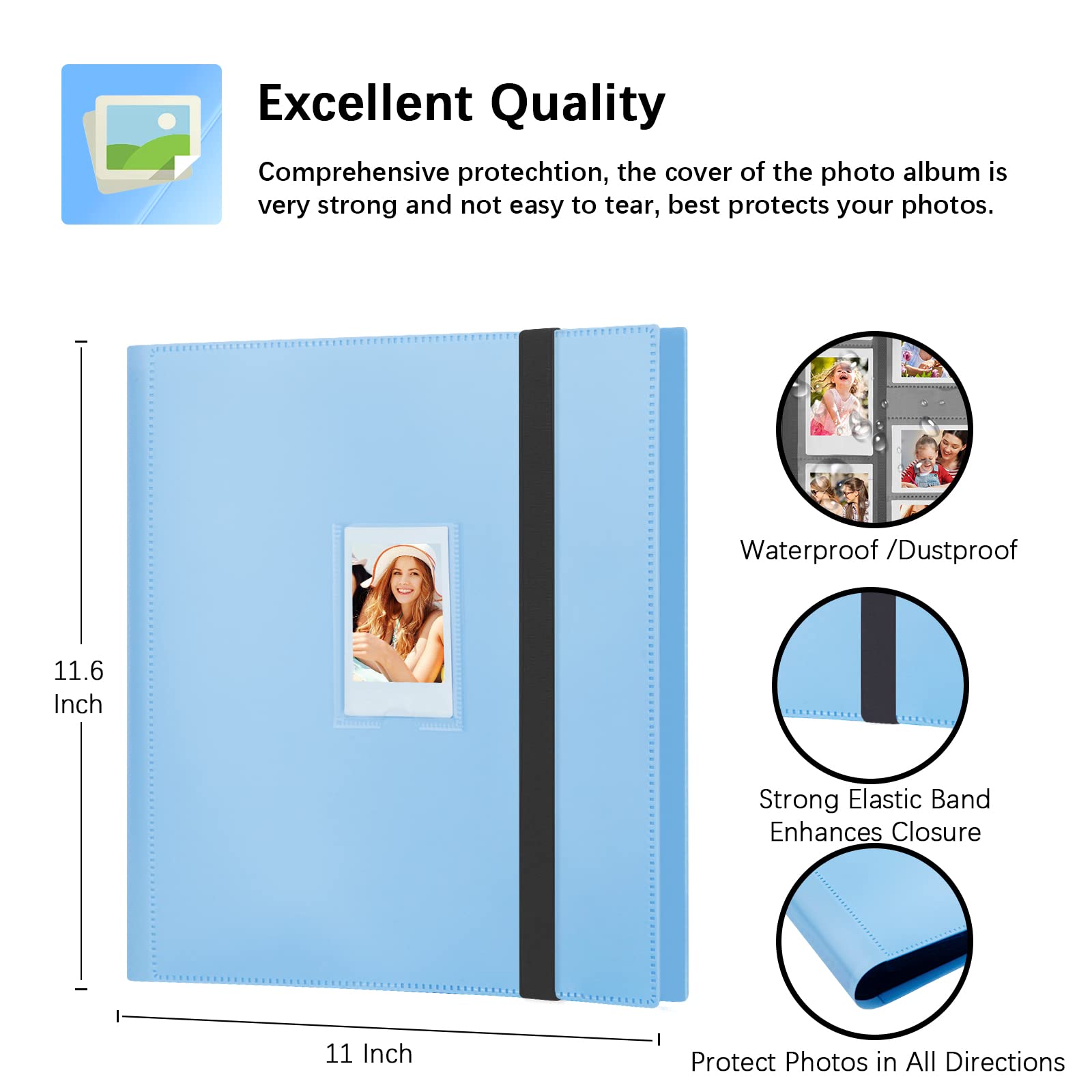 560 Pockets Photo Album For Fujifilm Instax Mini Camera,2X3 Photo Album Book For Fujifilm Instax Mini 11 12 9 Evo 90 70 40 8 7 Liplay Instant Camera (Blue)