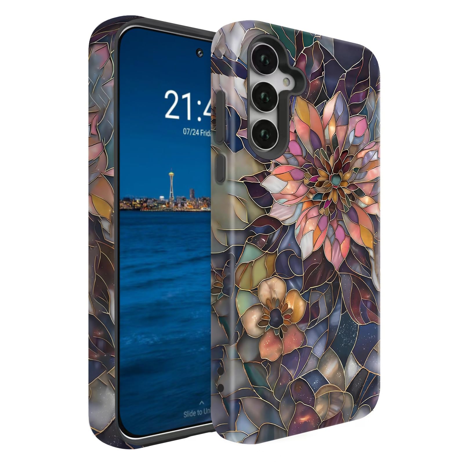BSMOSPER Compatible for Samsung Galaxy S25 Ultra 5G Case, Dual Layer Heavy Duty 2 in 1 Shockproof Protective Phone Case,Blooming