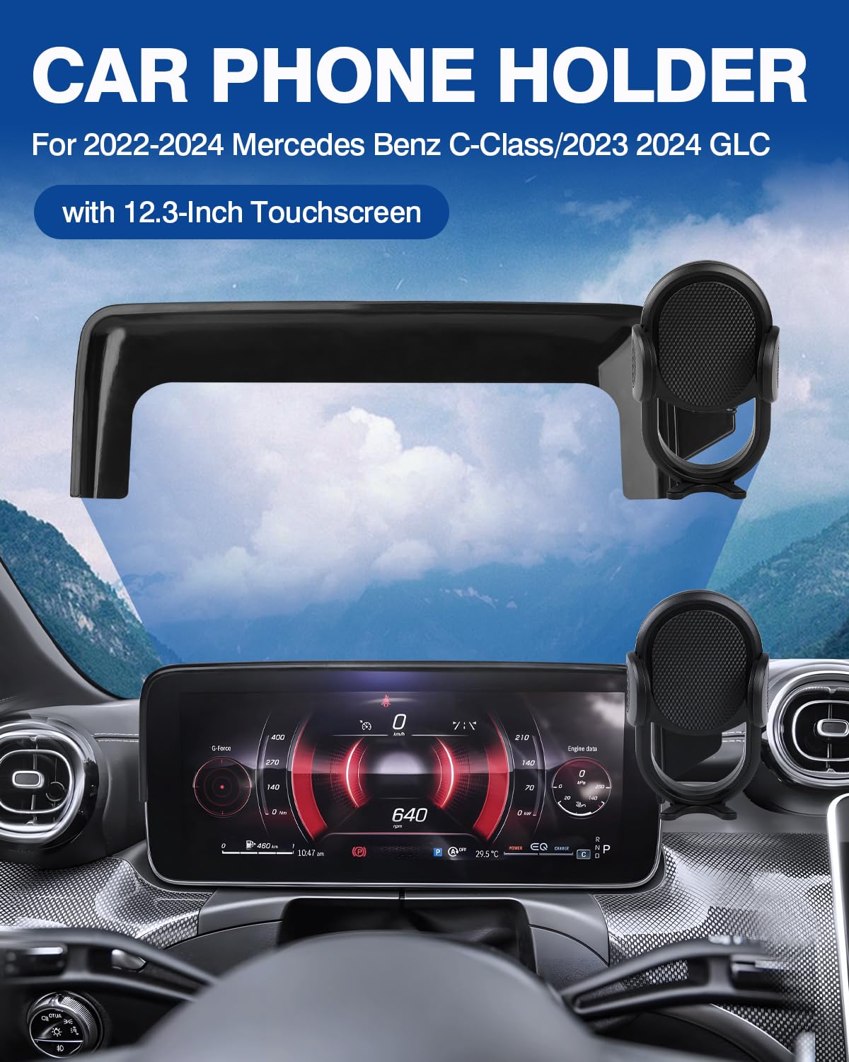 Autorder Car Phone Holder For 2022 2024 Mercedes Benz C Class/2023 2024 Glc Accessories Phone Mount Screen Cell Phone Automobile